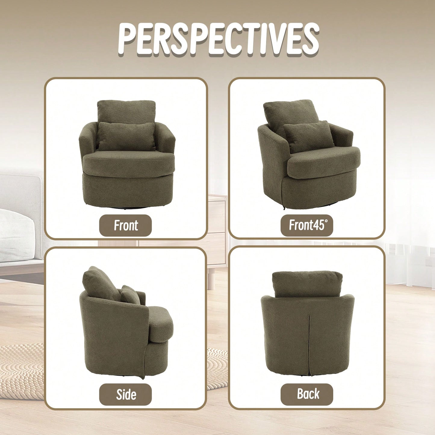 Comfy 360 Degree Swivel Barrel Accent Chair For Living Room, Nursery, Office, And Lounge In Black PU