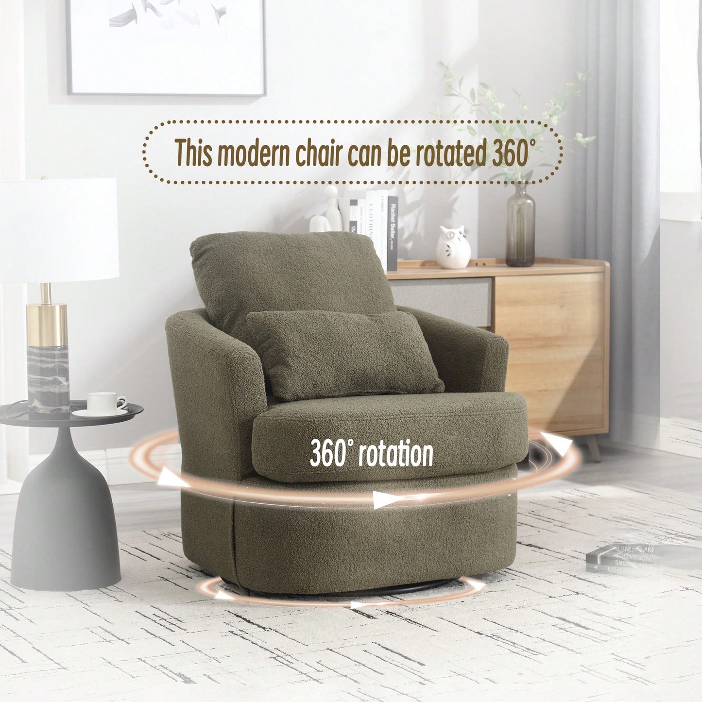 Comfy 360 Degree Swivel Barrel Accent Chair For Living Room, Nursery, Office, And Lounge In Black PU