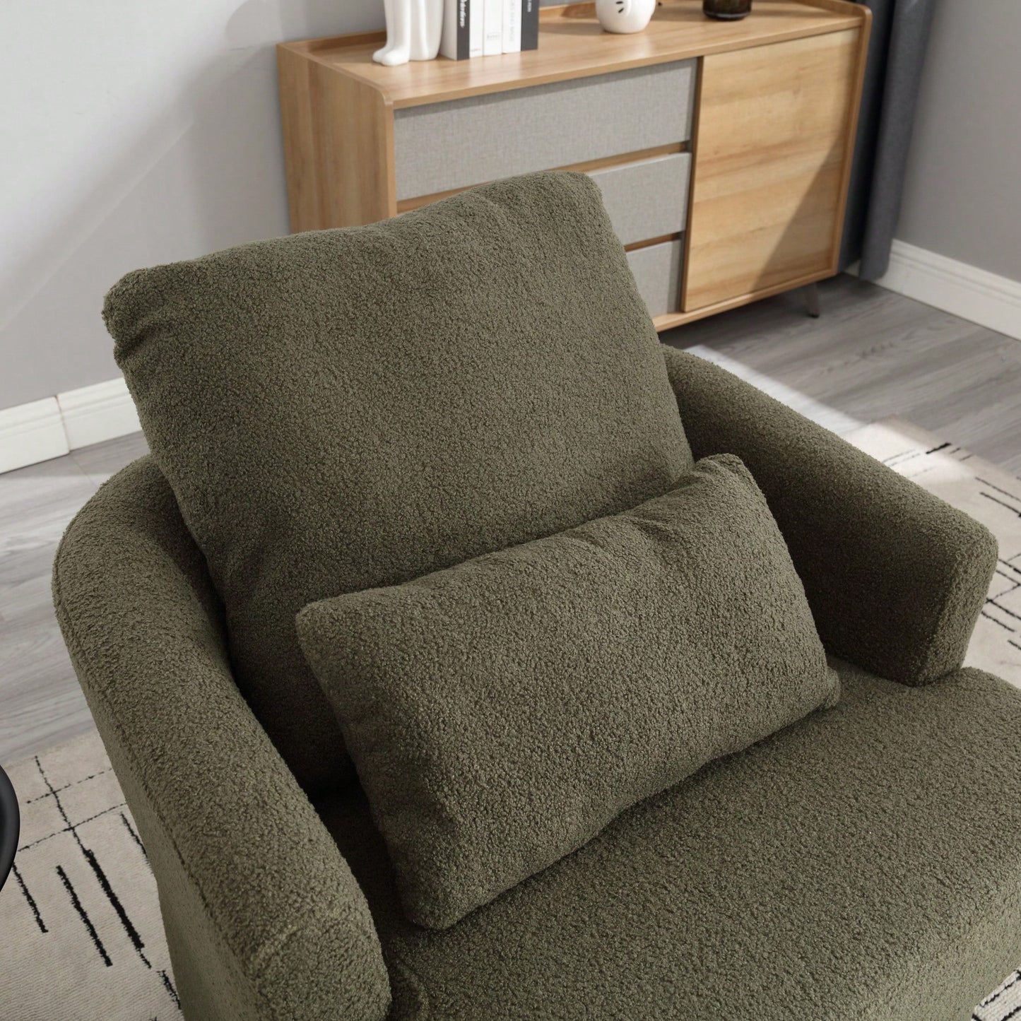 Comfy 360 Degree Swivel Barrel Accent Chair For Living Room, Nursery, Office, And Lounge In Black PU