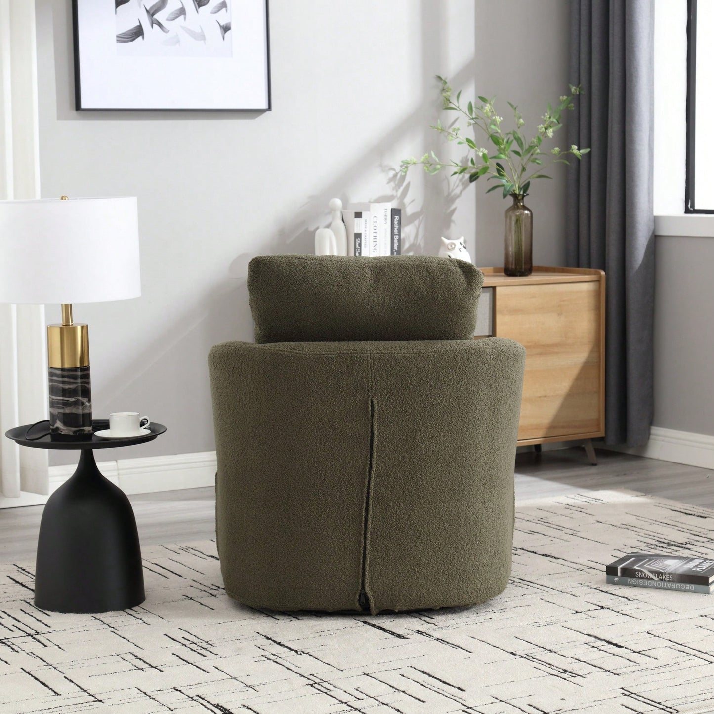 Comfy 360 Degree Swivel Barrel Accent Chair For Living Room, Nursery, Office, And Lounge In Black PU