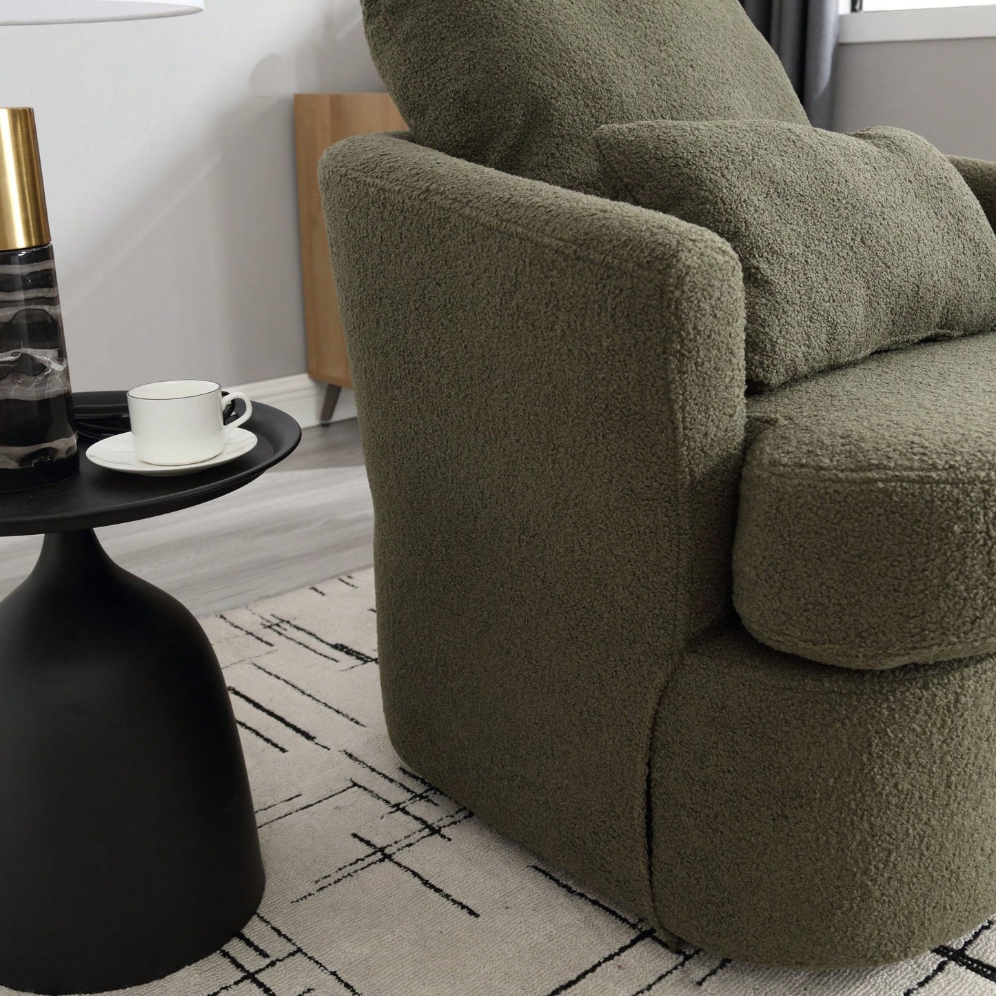 Comfy 360 Degree Swivel Barrel Accent Chair For Living Room, Nursery, Office, And Lounge In Black PU