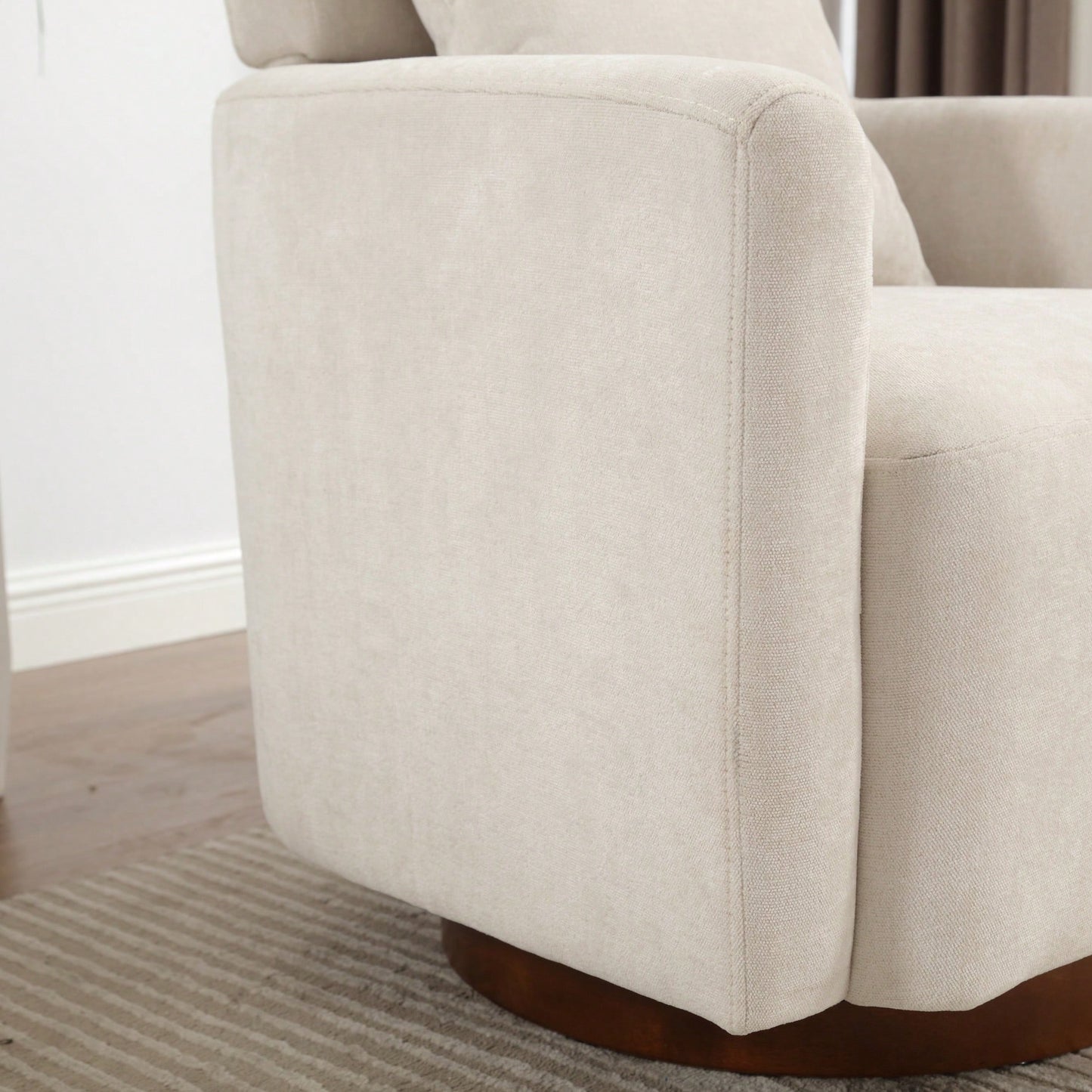 Ergonomic Living Room Chair With 360-Degree Rotation Multi-Gear Adjustable Backrest Soft Chenille Fabric