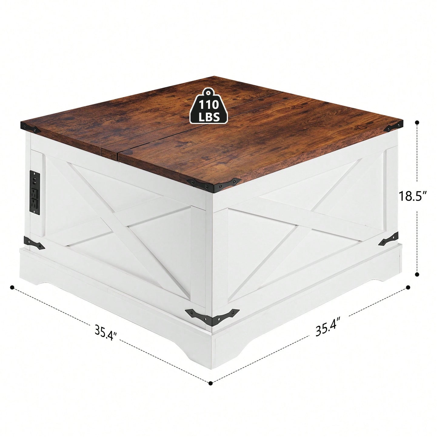 Multi-Functional Vintage White Coffee Table With Lifting Mechanism For Living Room 90CM
