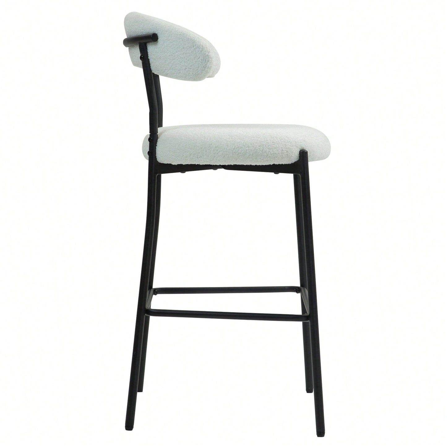 Counter Height Bar Stools With Teddy Fabric Cover And Black Powder Coated Base For Kitchen Island And Dining Room