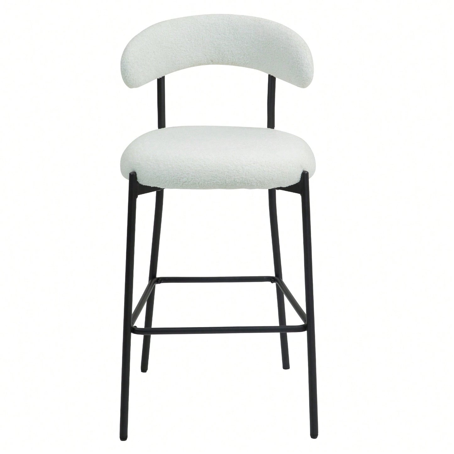 Counter Height Bar Stools With Teddy Fabric Cover And Black Powder Coated Base For Kitchen Island And Dining Room