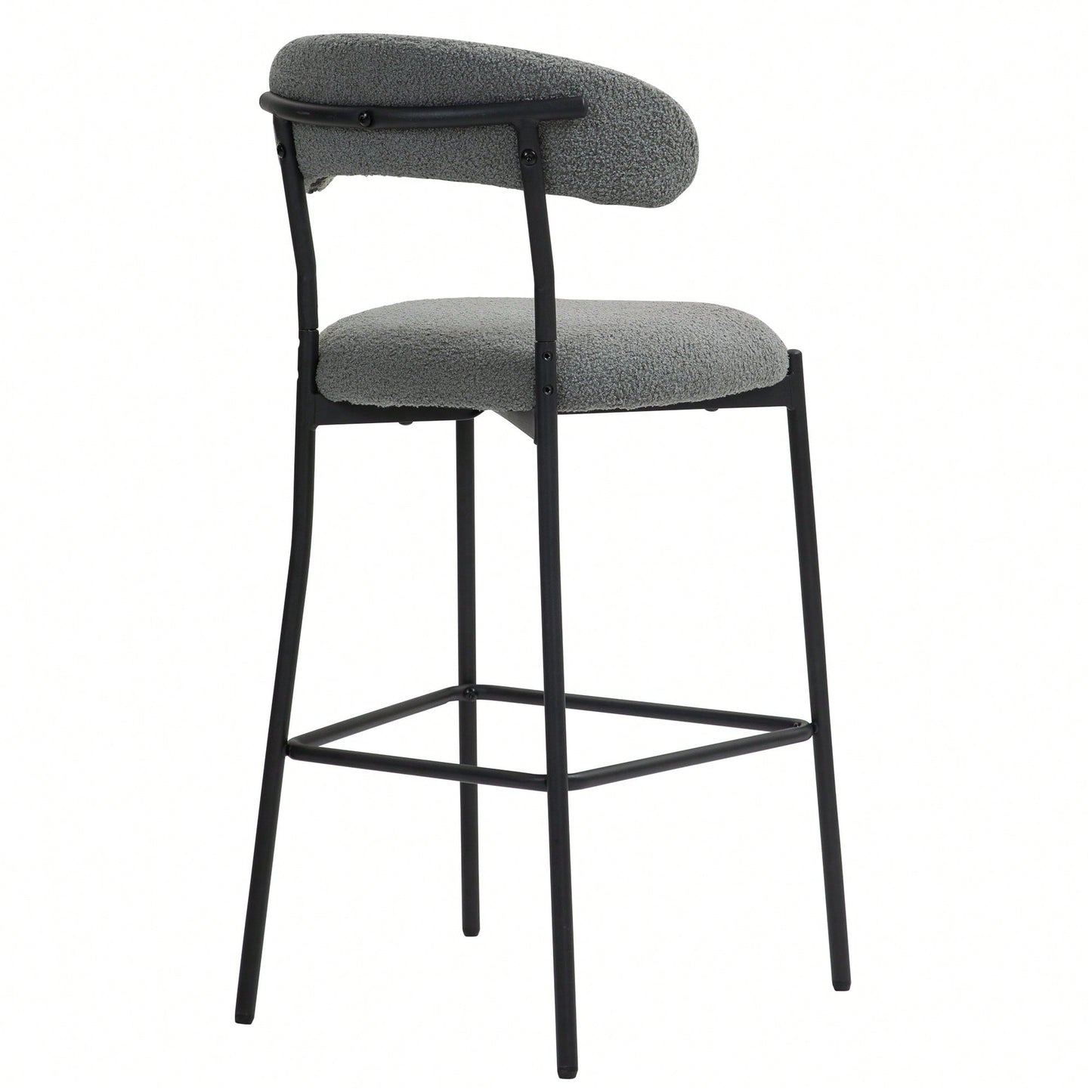 Counter Height Bar Stools With Teddy Fabric Cover And Black Powder Coated Base For Kitchen Island And Dining Room
