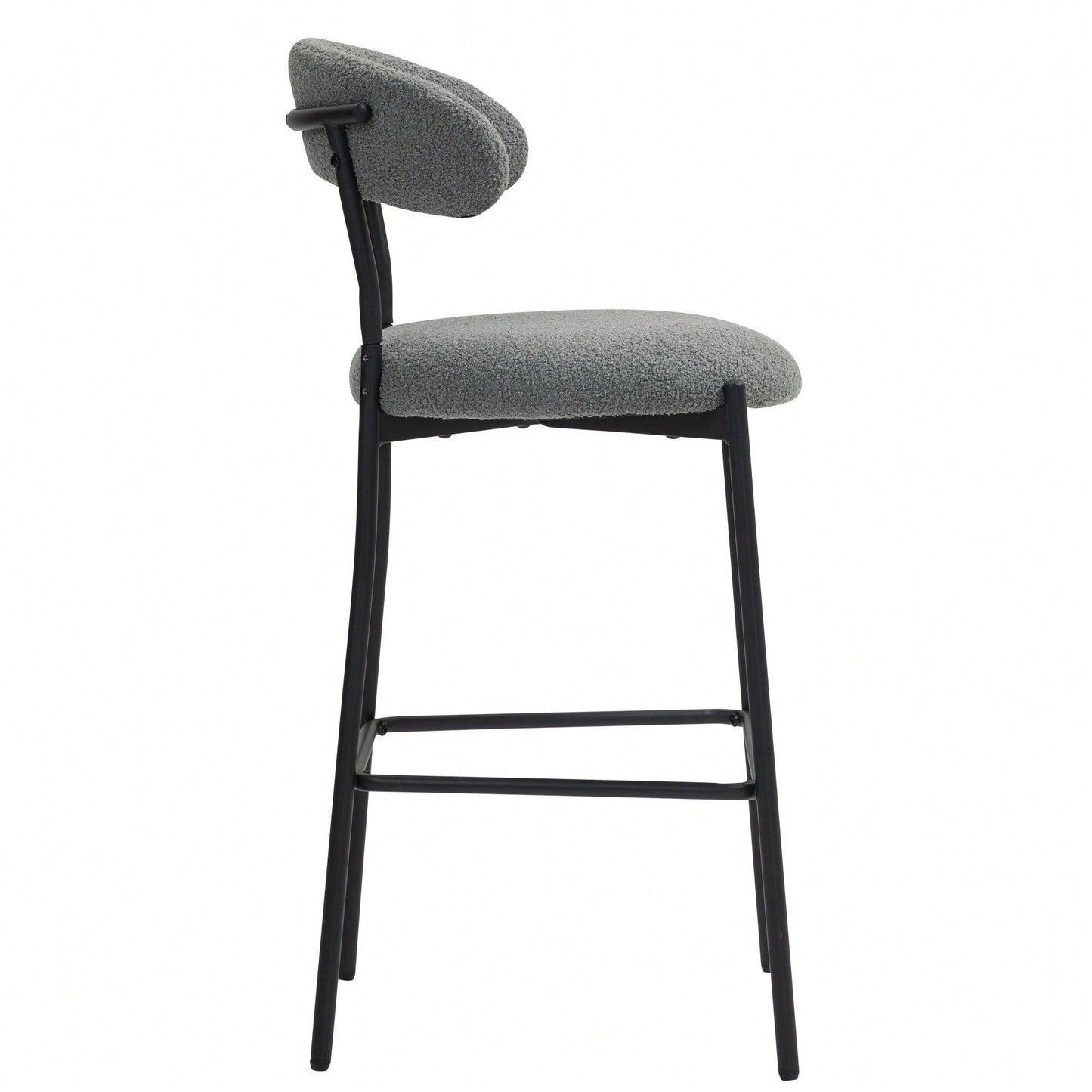 Counter Height Bar Stools With Teddy Fabric Cover And Black Powder Coated Base For Kitchen Island And Dining Room
