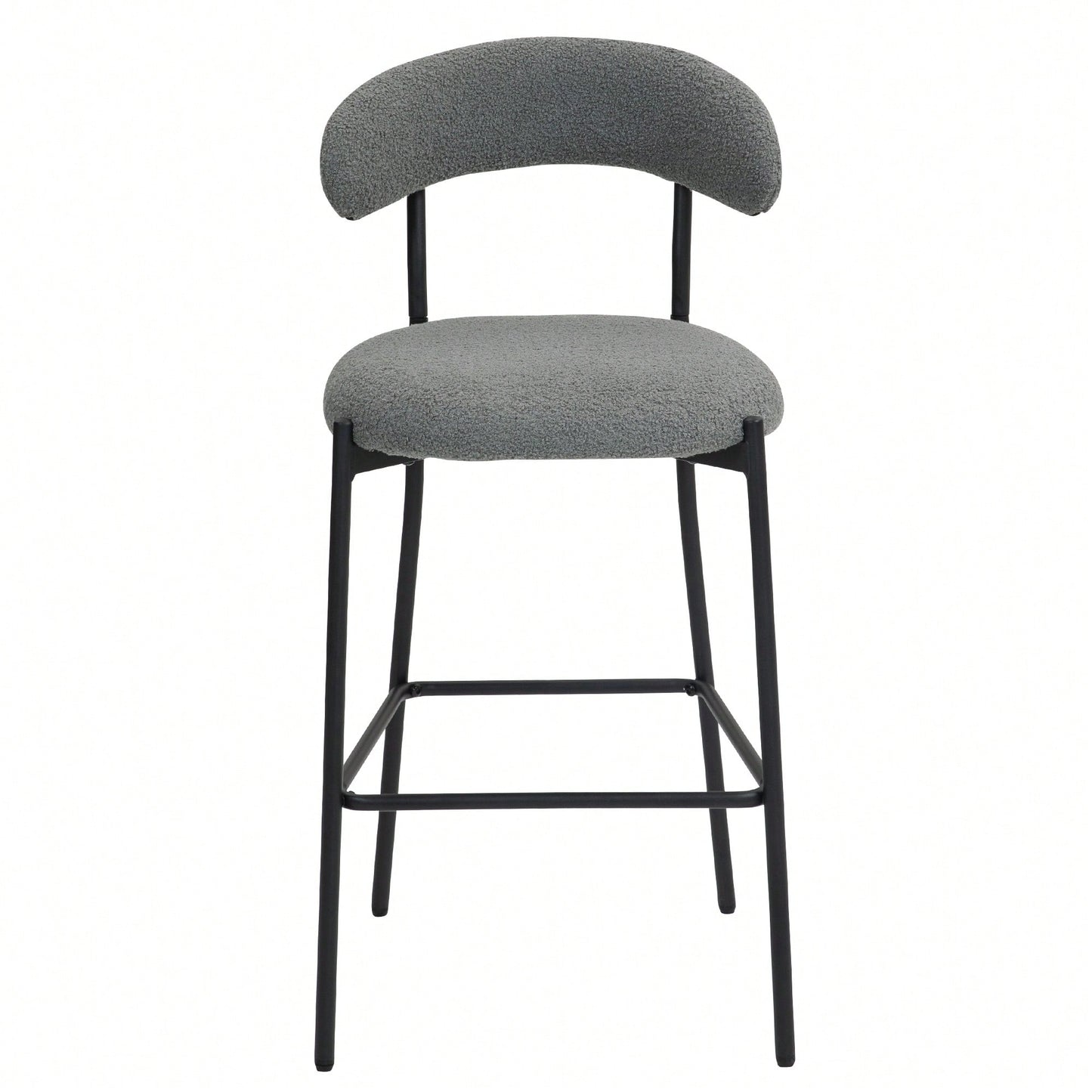 Counter Height Bar Stools With Teddy Fabric Cover And Black Powder Coated Base For Kitchen Island And Dining Room