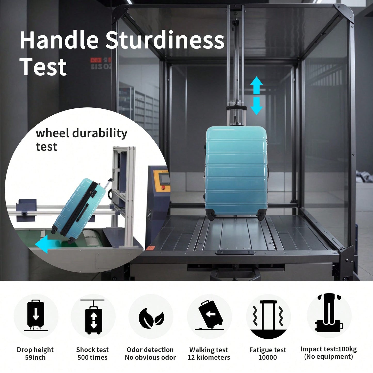 Expandable 3 Piece Gradient Blue Hardshell Luggage Set With Spinner Wheels And TSA Lock Lightweight 20 24 28 Inches