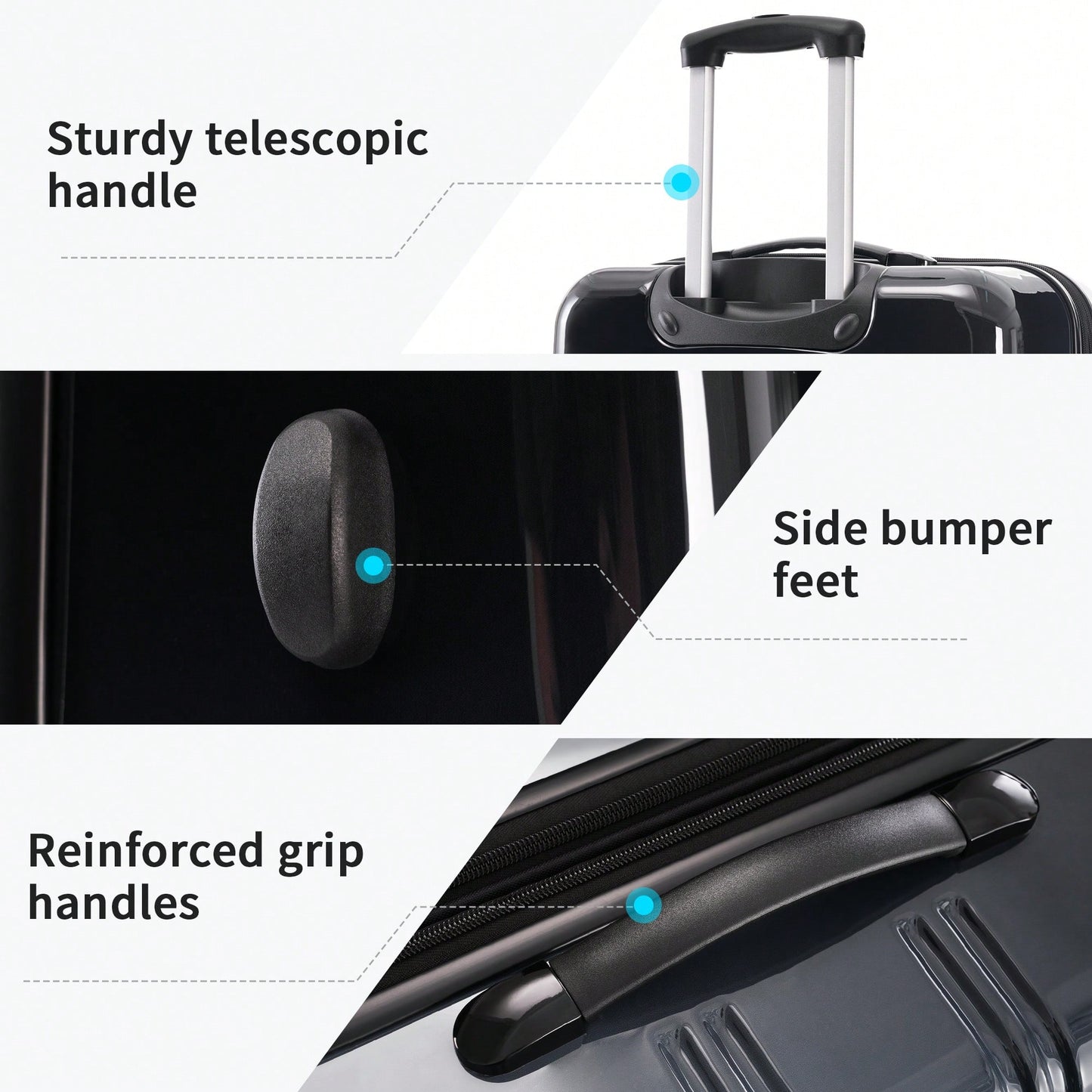 Expandable 3 Piece Gradient Blue Hardshell Luggage Set With Spinner Wheels And TSA Lock Lightweight 20 24 28 Inches