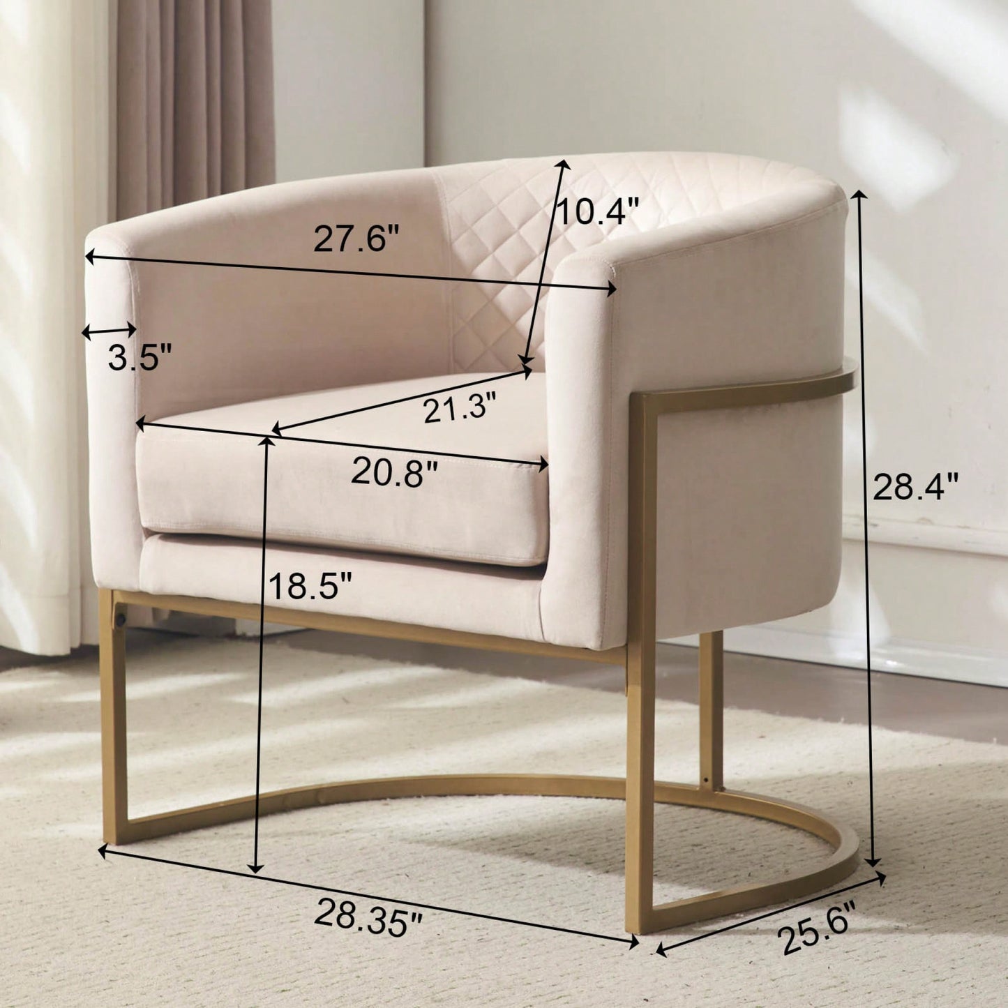 Curved Backrest Upholstered Velvet Chair With Gold Metal Bracket For Medieval Living Room Office Tea Room Lounge