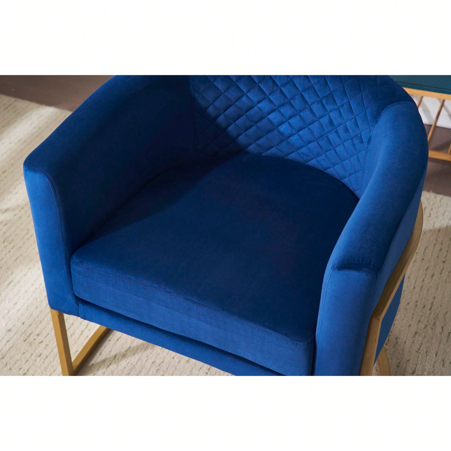 Curved Backrest Upholstered Velvet Chair With Gold Metal Bracket For Medieval Living Room Office Tea Room Lounge