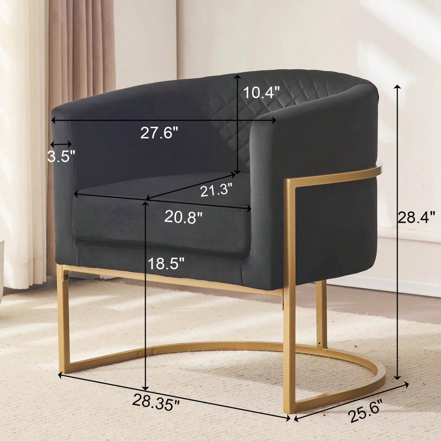 Curved Backrest Upholstered Velvet Chair With Gold Metal Bracket For Medieval Living Room Office Tea Room Lounge