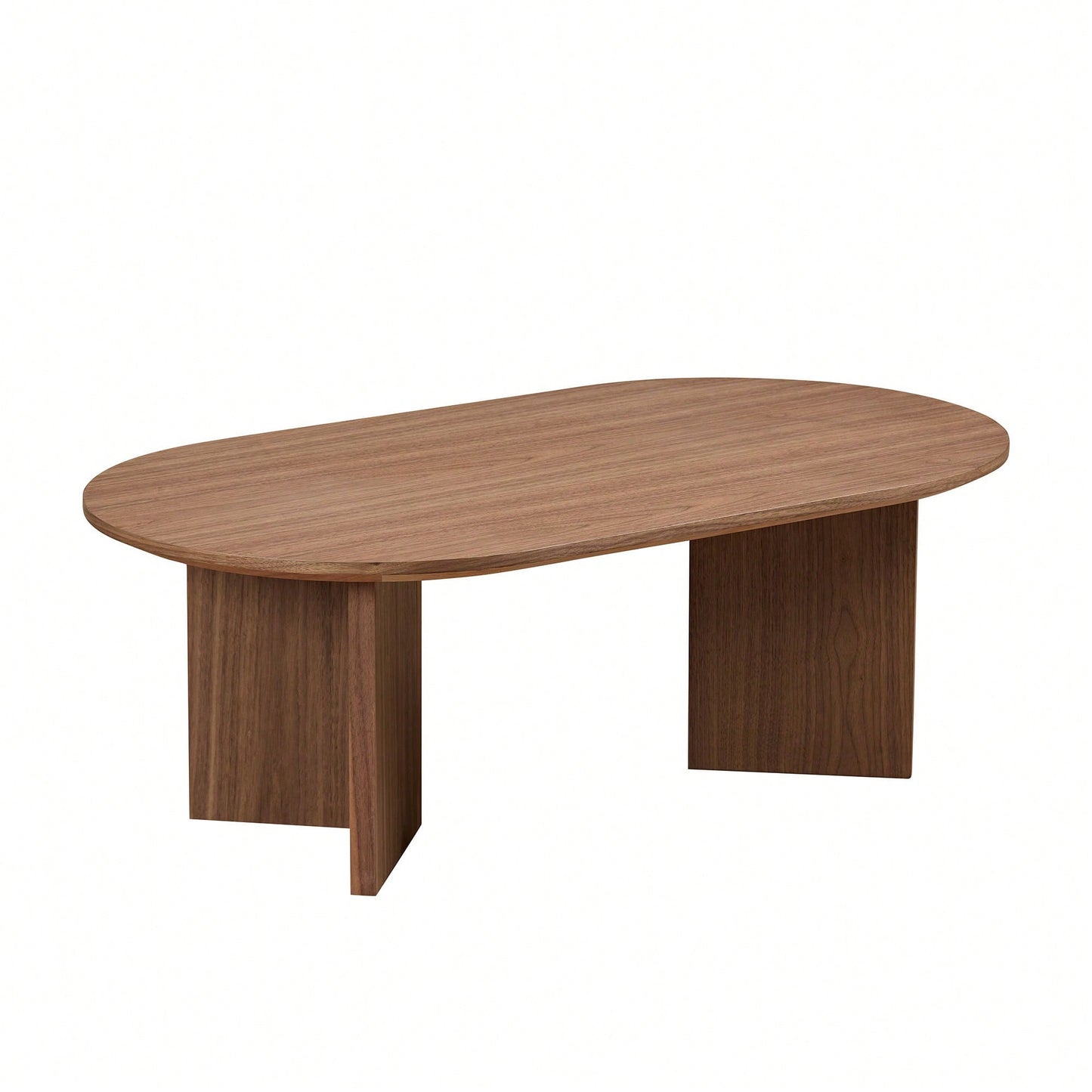 39.37 Inch Oval Coffee Table For Living Room Small Modern MDF Design With Sturdy Pedestal Black Finish Ideal For Apartment And Bedroom