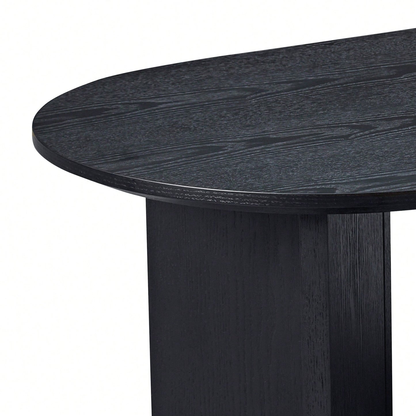 39.37 Inch Oval Coffee Table For Living Room Small Modern MDF Design With Sturdy Pedestal Black Finish Ideal For Apartment And Bedroom