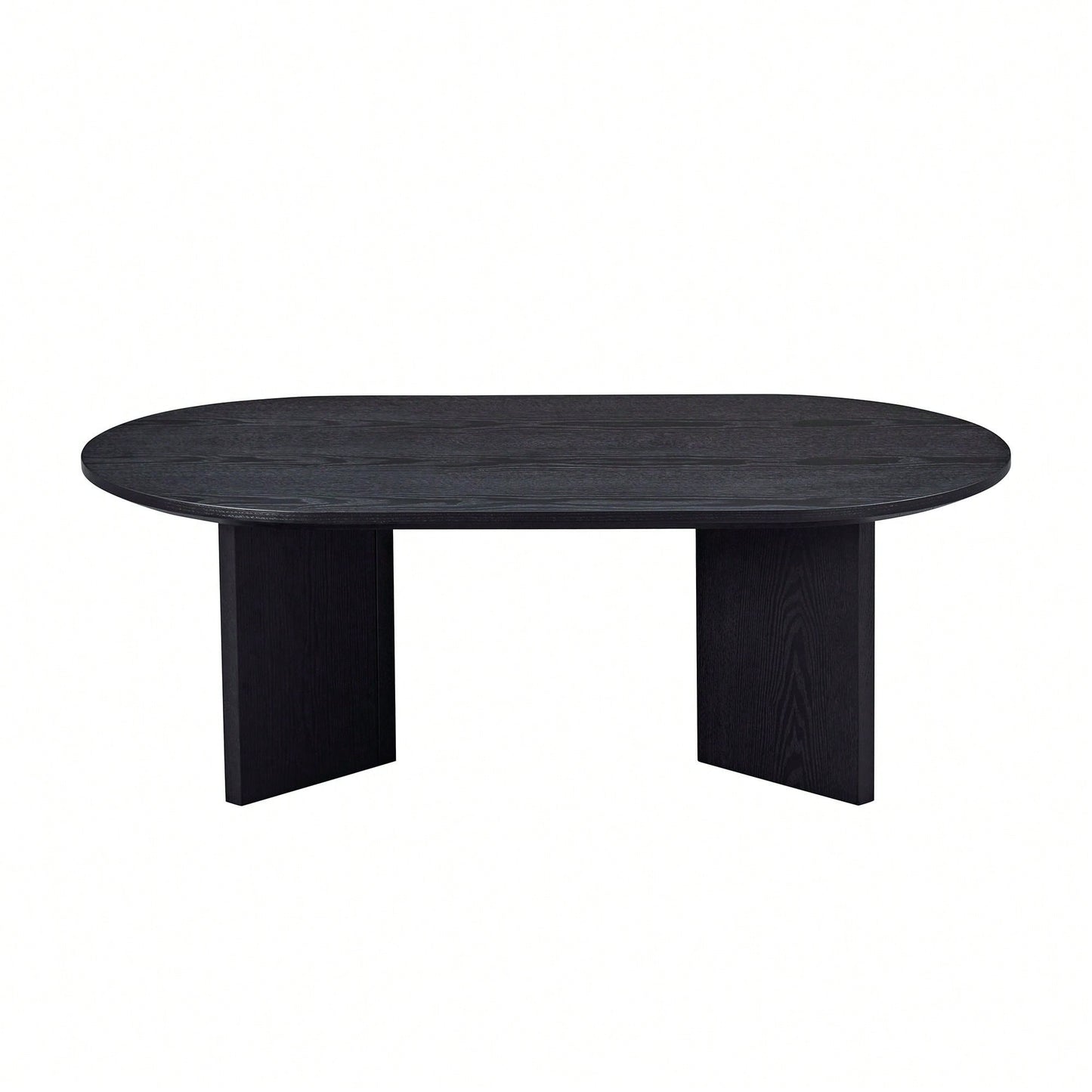 39.37 Inch Oval Coffee Table For Living Room Small Modern MDF Design With Sturdy Pedestal Black Finish Ideal For Apartment And Bedroom