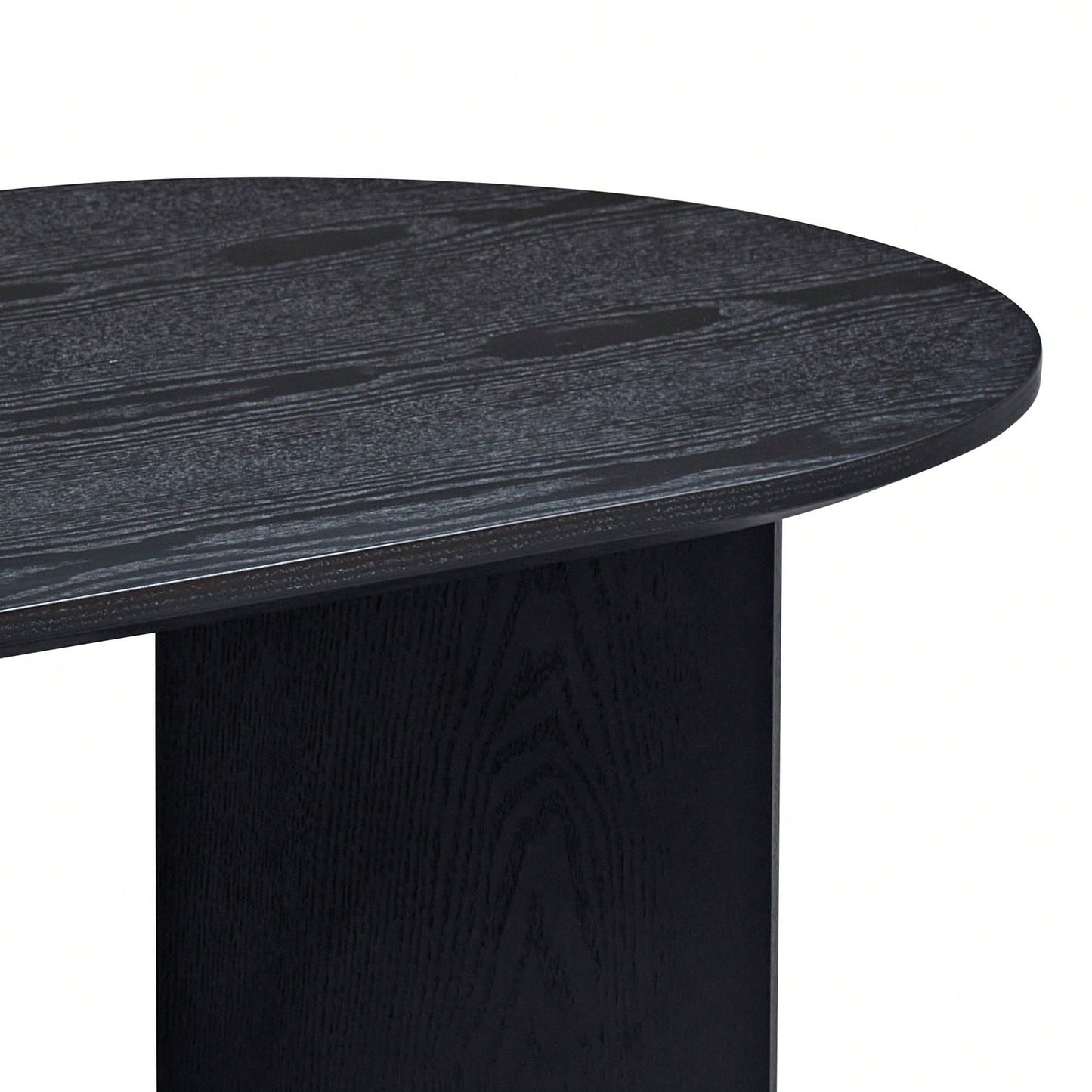 39.37 Inch Oval Coffee Table For Living Room Small Modern MDF Design With Sturdy Pedestal Black Finish Ideal For Apartment And Bedroom