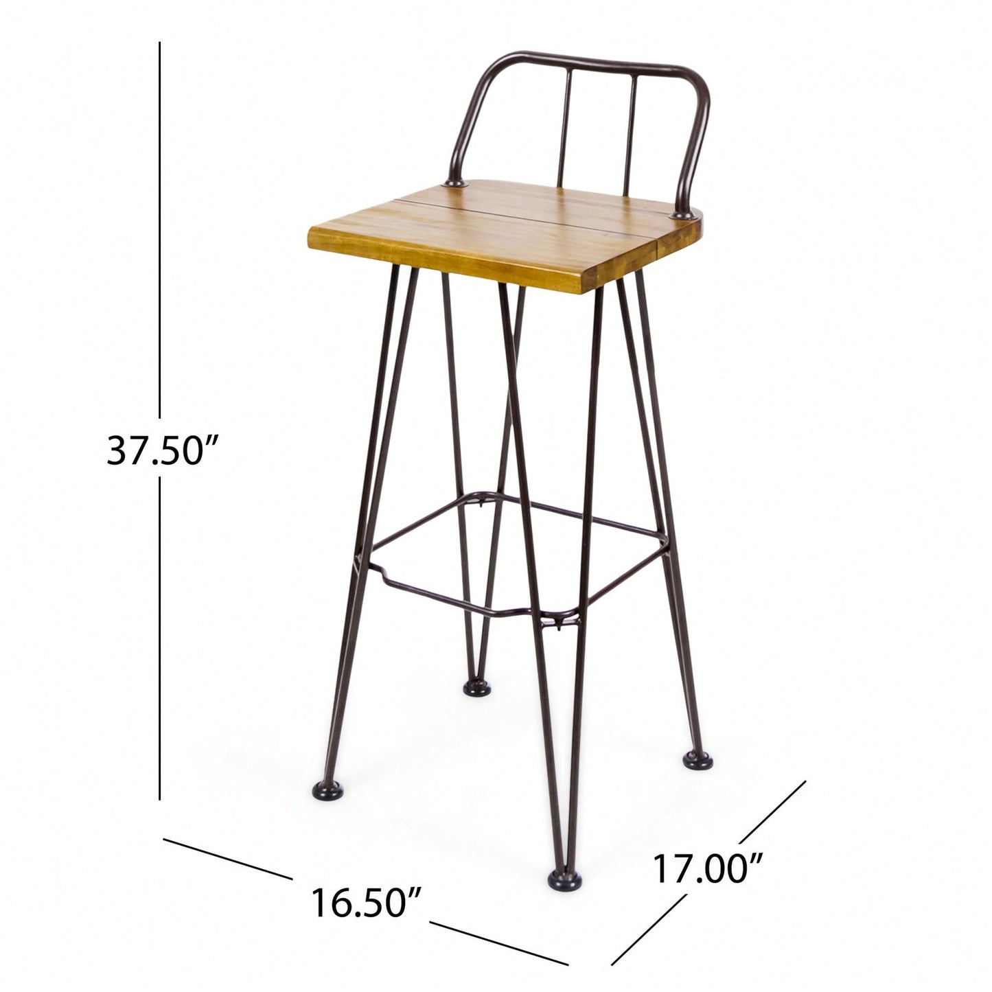 Set Of 2, Industrial Style Wood And Metal Barstool For Modern Spaces