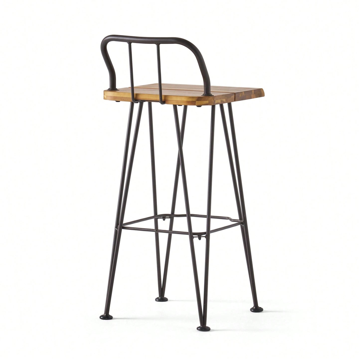 Set Of 2, Industrial Style Wood And Metal Barstool For Modern Spaces