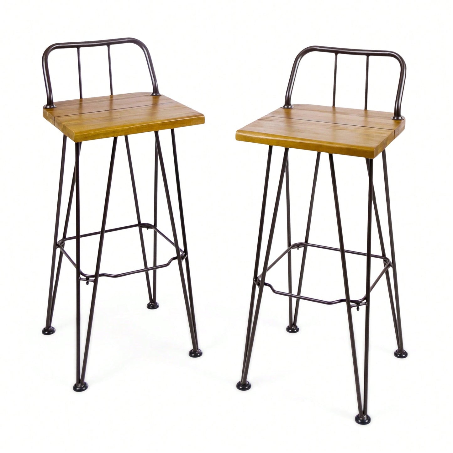 Set Of 2, Industrial Style Wood And Metal Barstool For Modern Spaces