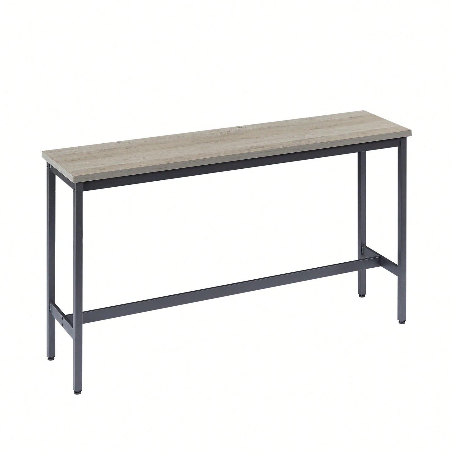 Industrial Long Bar Table Set With 3 PU Upholstered Stools For Kitchen Breakfast Living Room Rustic Brown And Black 63 Inch Length