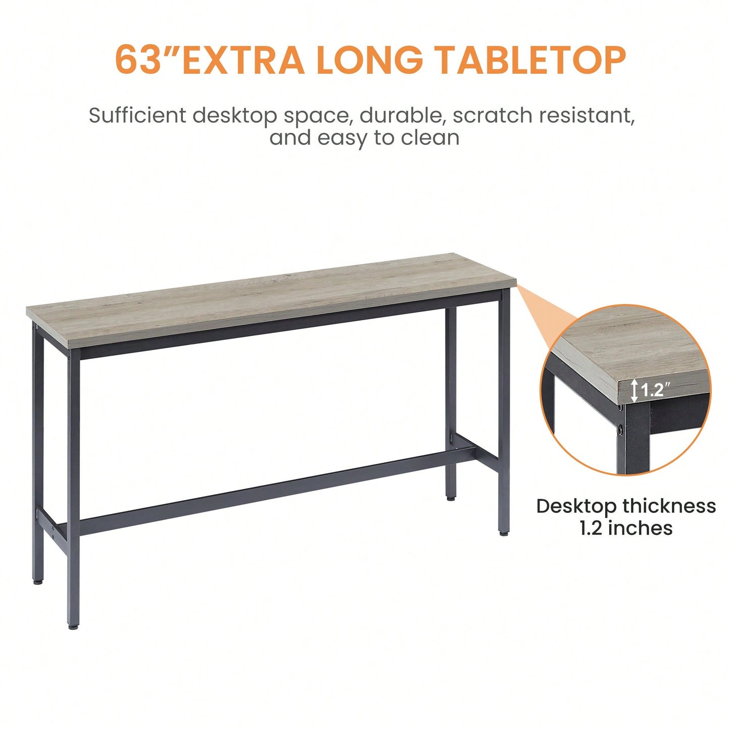 Industrial Long Bar Table Set With 3 PU Upholstered Stools For Kitchen Breakfast Living Room Rustic Brown And Black 63 Inch Length