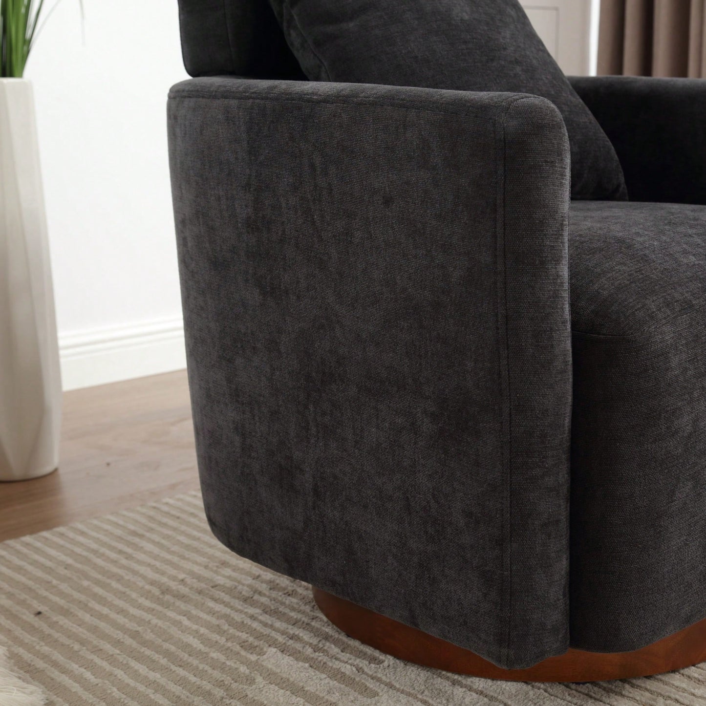 Ergonomic Living Room Chair With 360-Degree Rotation Multi-Gear Adjustable Backrest Soft Chenille Fabric