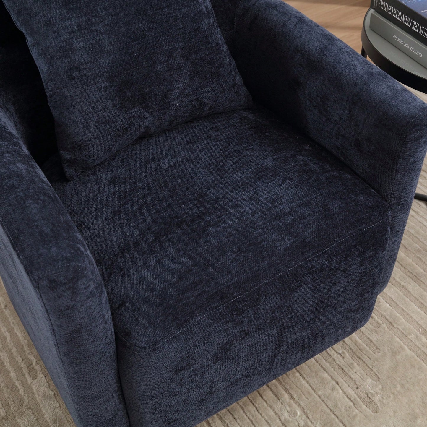 Ergonomic Living Room Chair With 360-Degree Rotation Multi-Gear Adjustable Backrest Soft Chenille Fabric