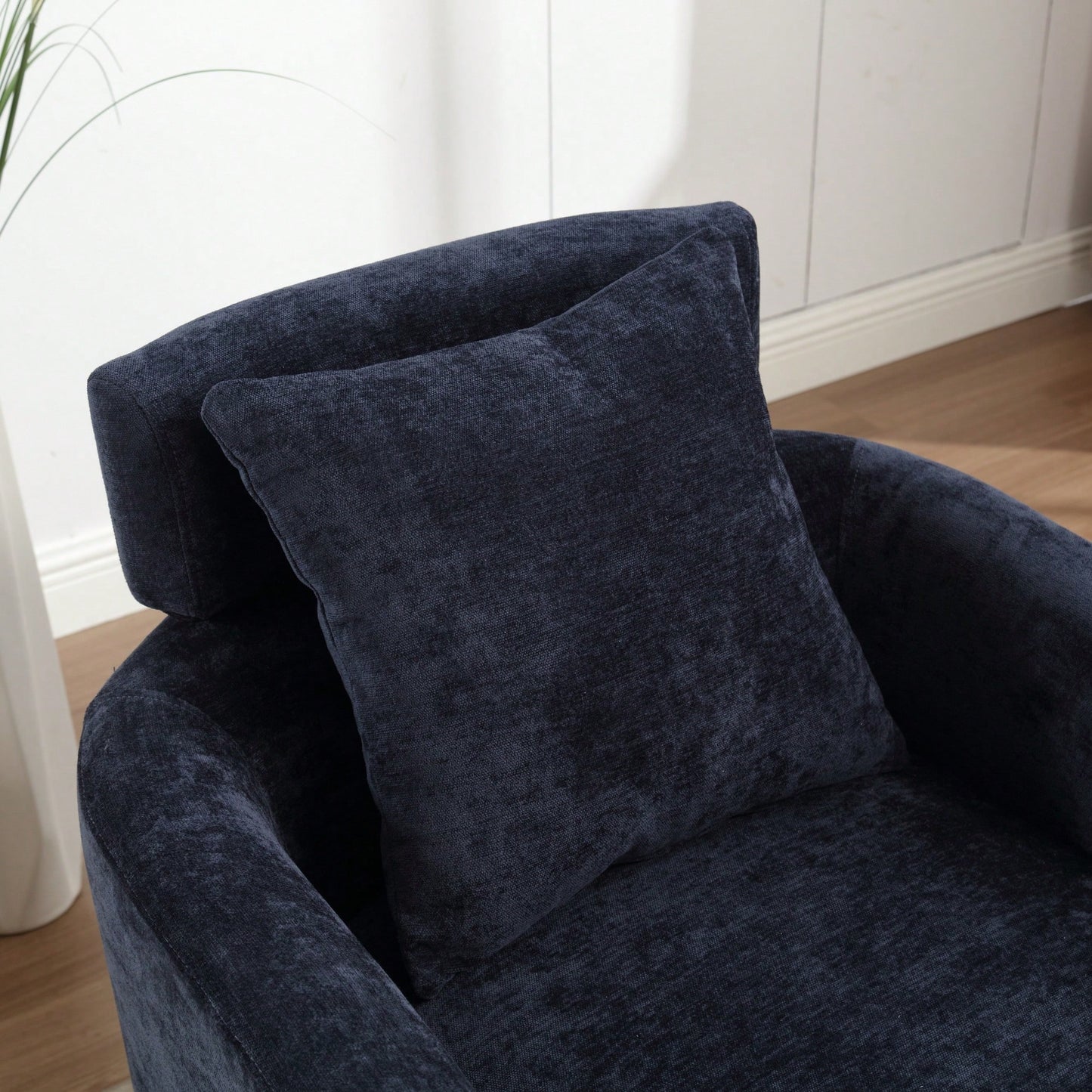 Ergonomic Living Room Chair With 360-Degree Rotation Multi-Gear Adjustable Backrest Soft Chenille Fabric