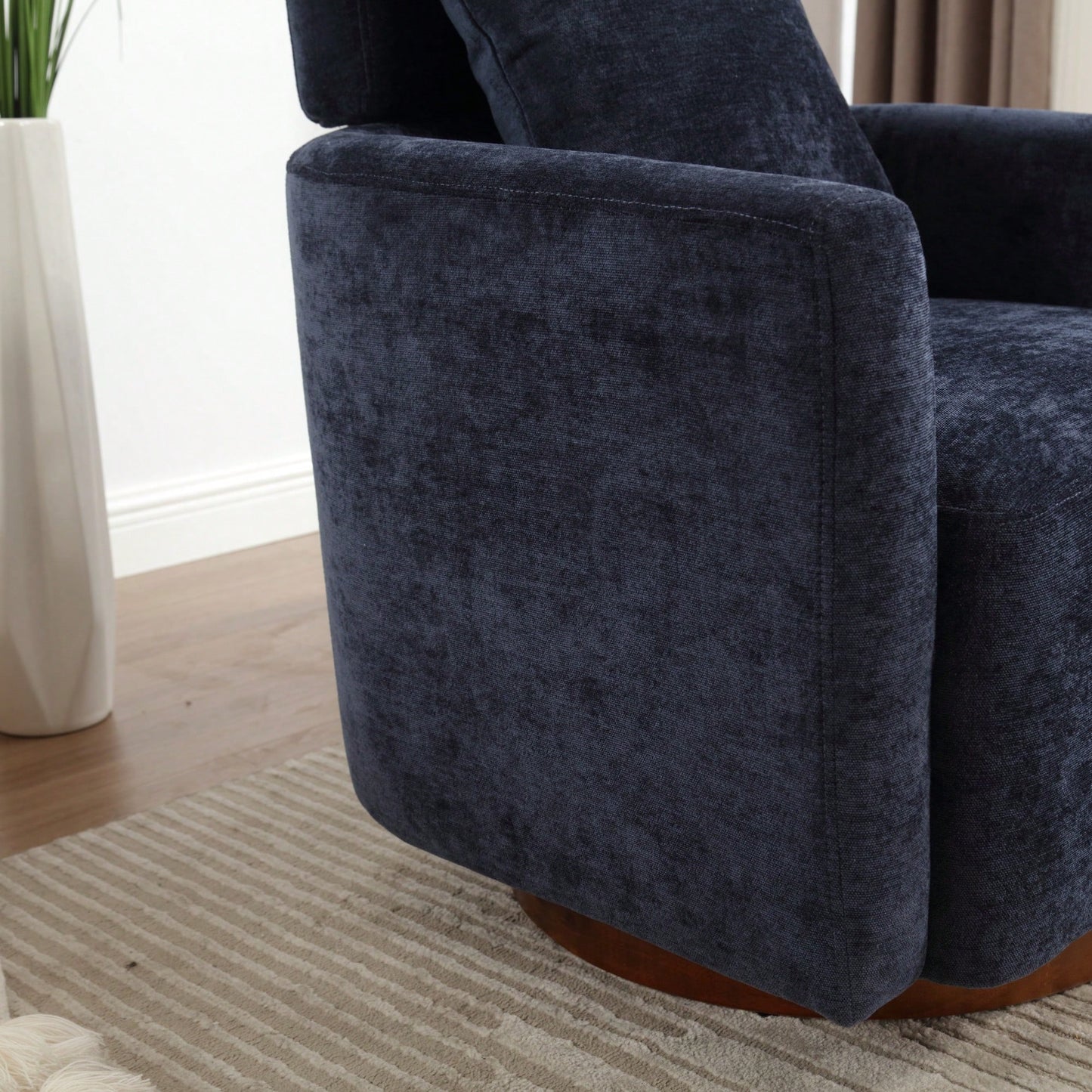 Ergonomic Living Room Chair With 360-Degree Rotation Multi-Gear Adjustable Backrest Soft Chenille Fabric