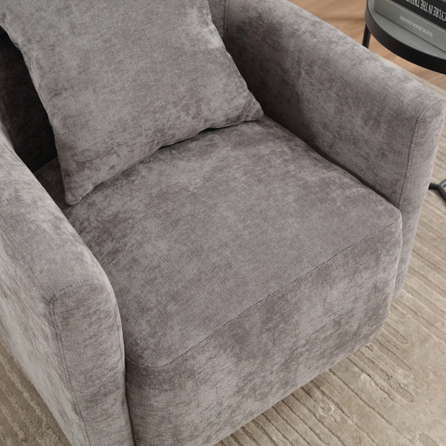 Ergonomic Living Room Chair With 360-Degree Rotation Multi-Gear Adjustable Backrest Soft Chenille Fabric