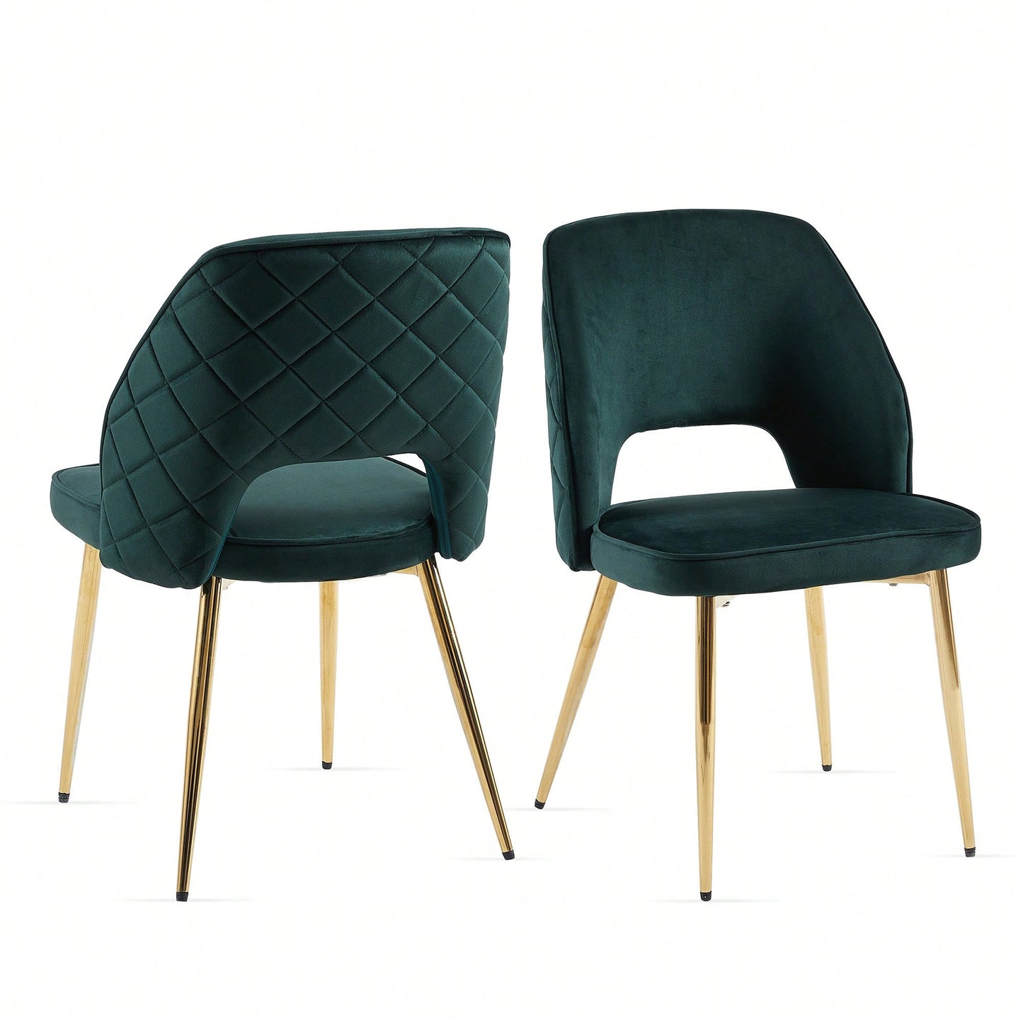 Elegant Black Velvet Upholstered Dining Chairs Set Of 4 With Metal Legs And Stylish Hollow Back Design