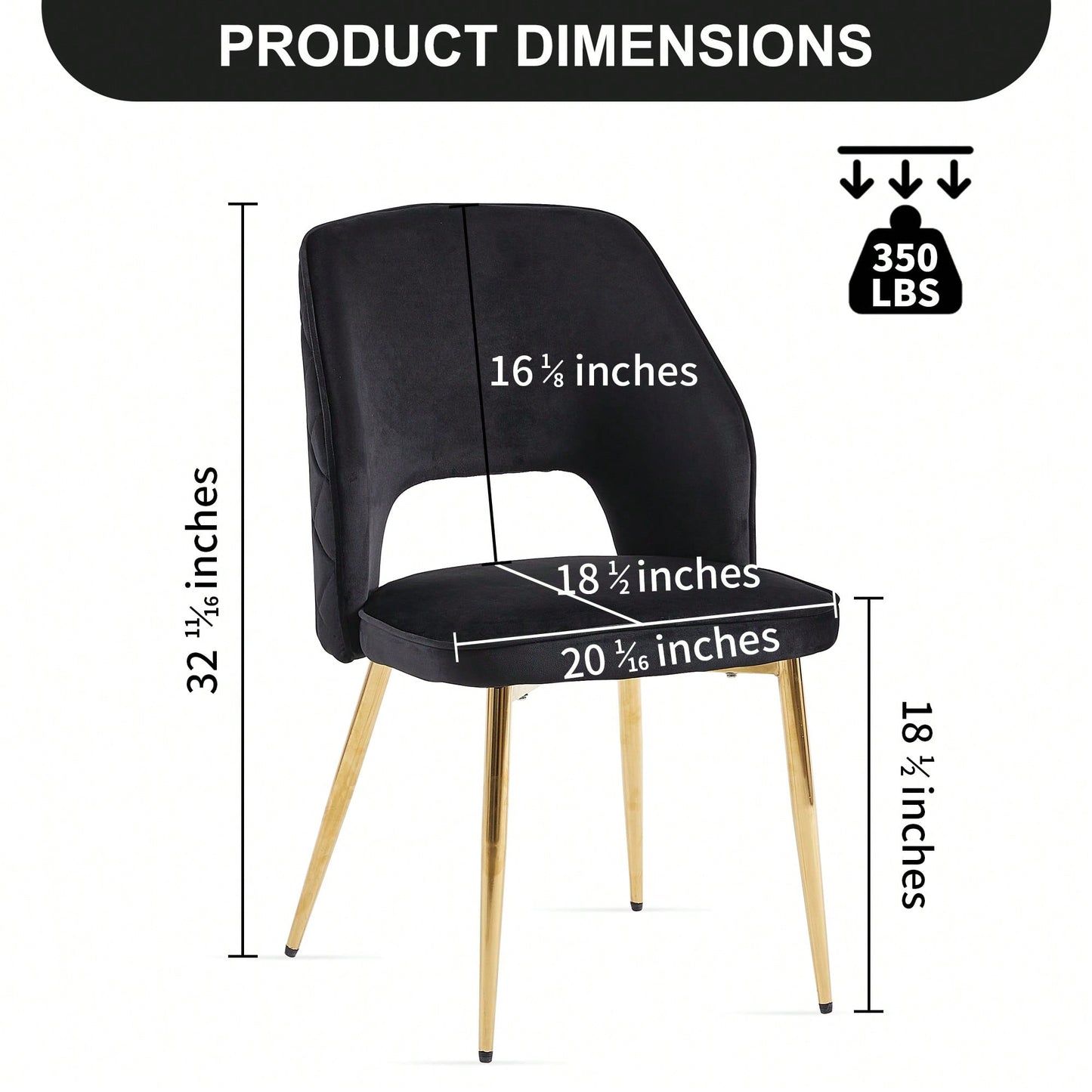 Elegant Black Velvet Upholstered Dining Chairs Set Of 4 With Metal Legs And Stylish Hollow Back Design