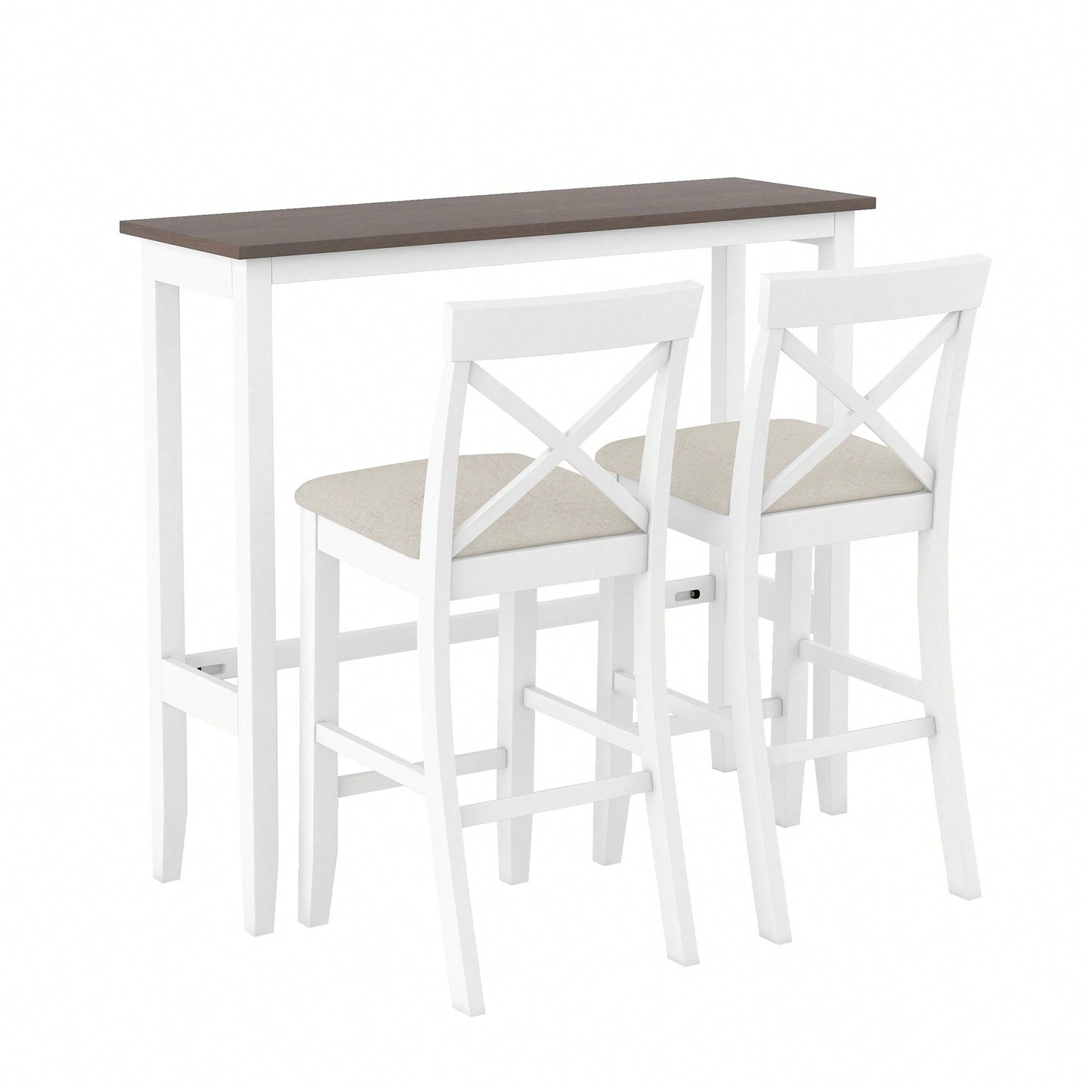 48 Inch Rectangular Wood Bar Height Dining Set With 2 Chairs For Small Spaces Cherry And White Finish