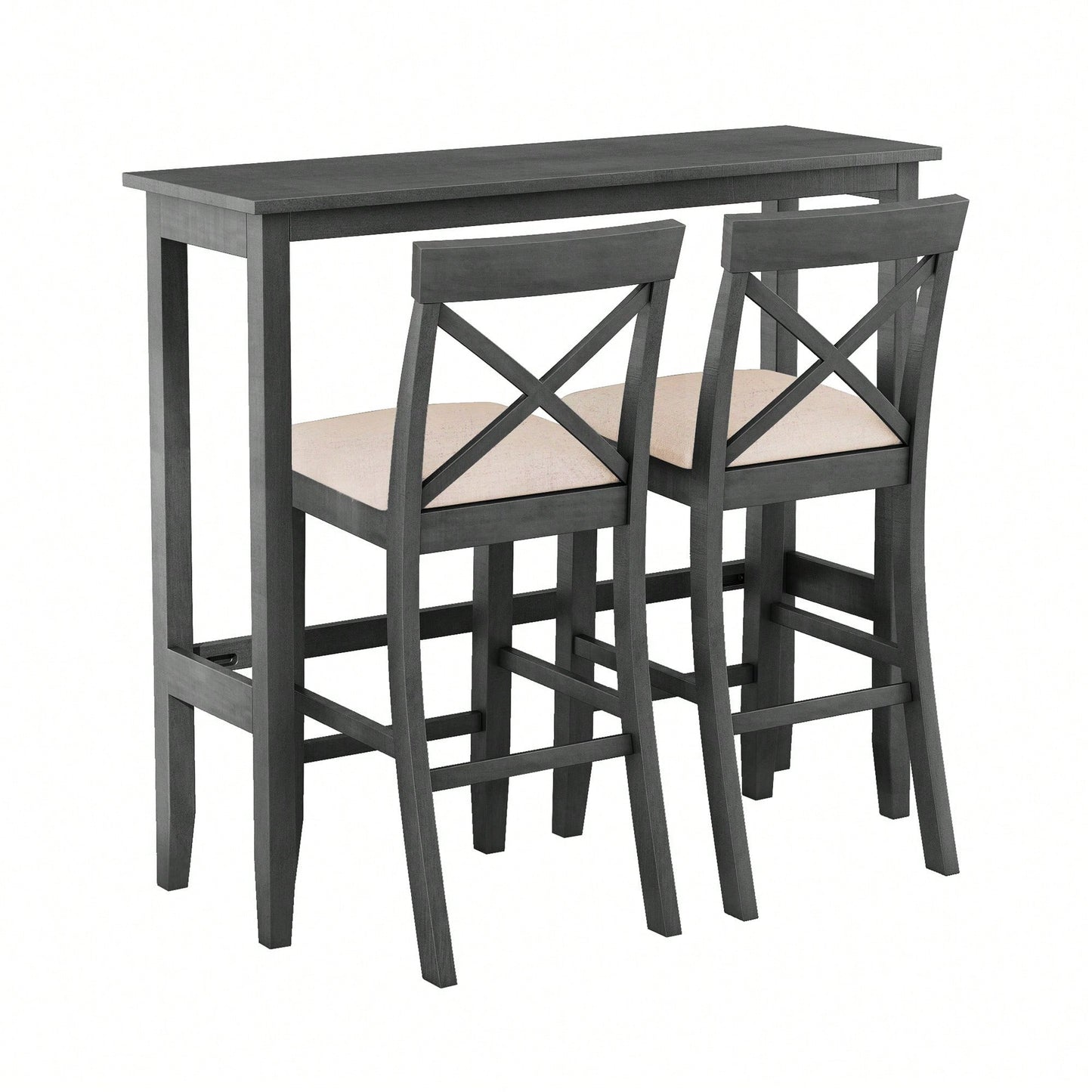 48 Inch Rectangular Wood Bar Height Dining Set With 2 Chairs For Small Spaces Cherry And White Finish
