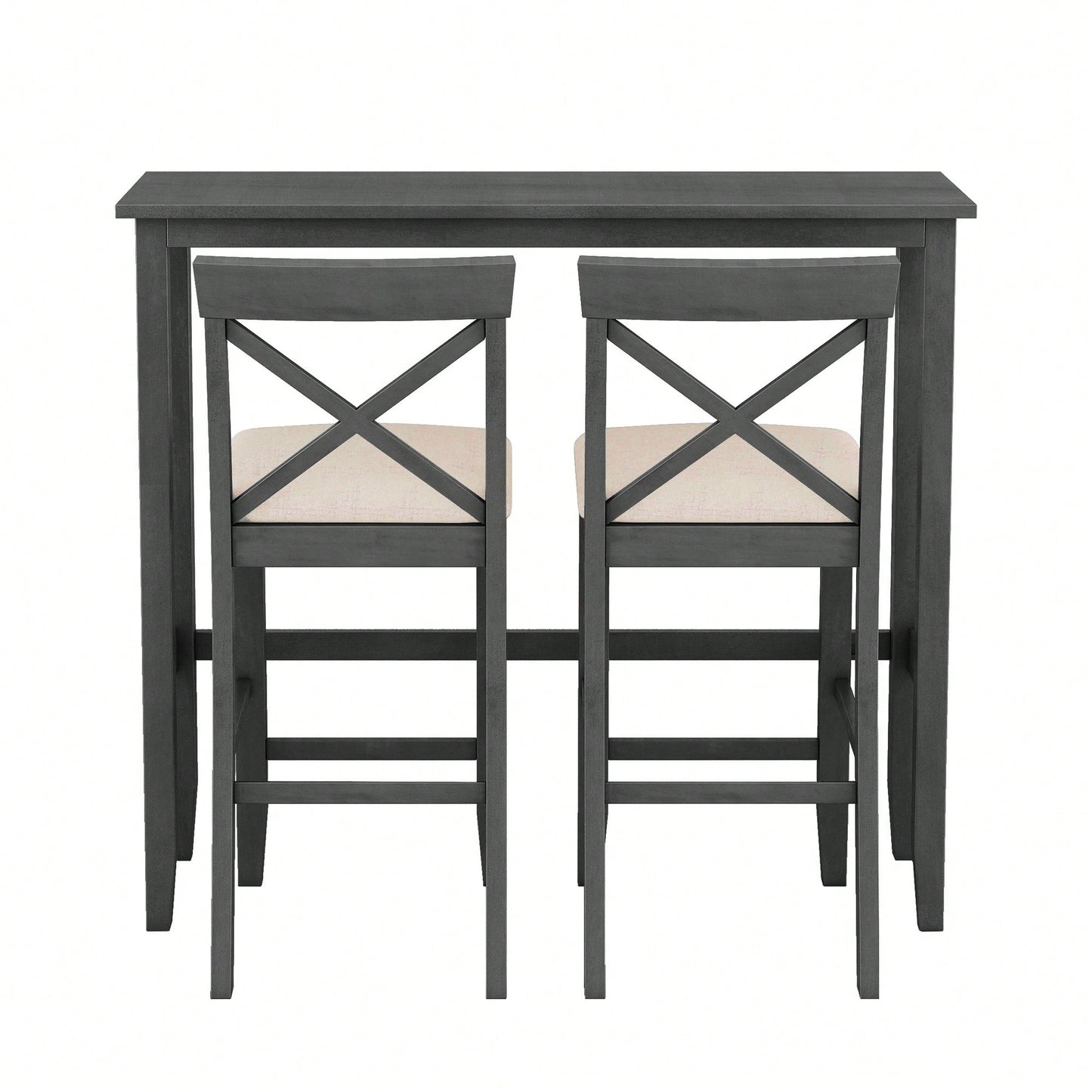 48 Inch Rectangular Wood Bar Height Dining Set With 2 Chairs For Small Spaces Cherry And White Finish