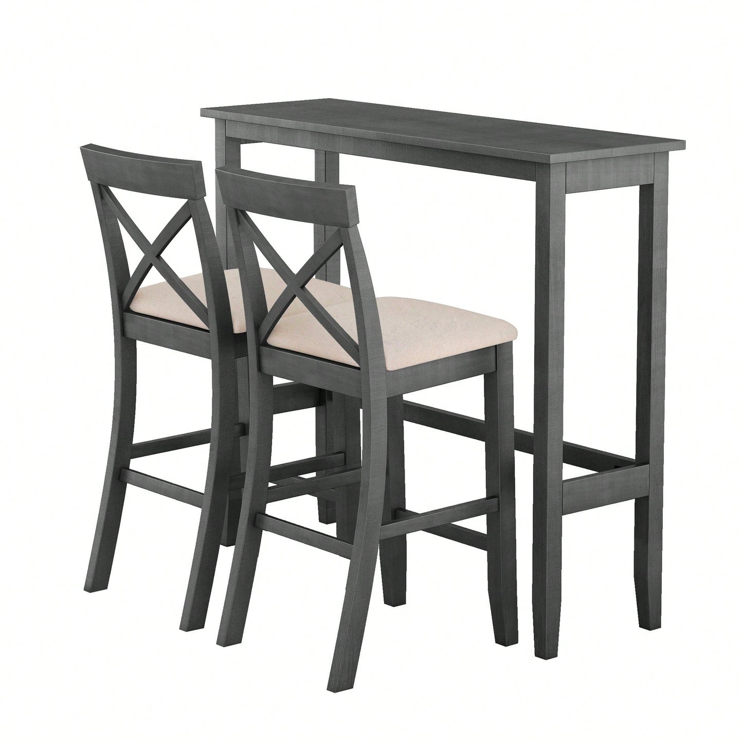 48 Inch Rectangular Wood Bar Height Dining Set With 2 Chairs For Small Spaces Cherry And White Finish