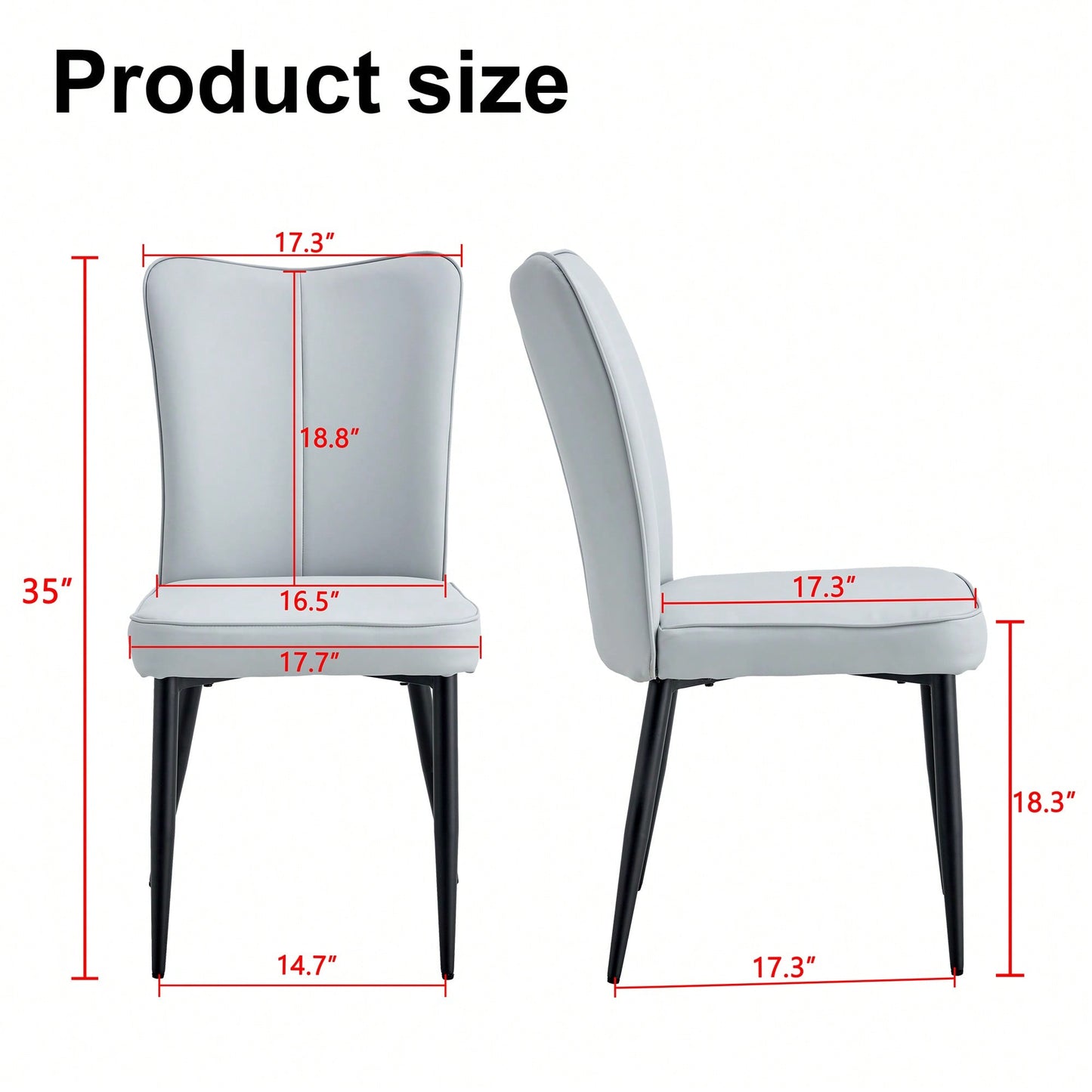 PU Dining And Office Chair Set 4 Pieces With Black Metal Legs For Restaurants Living Rooms And Offices Light Gray