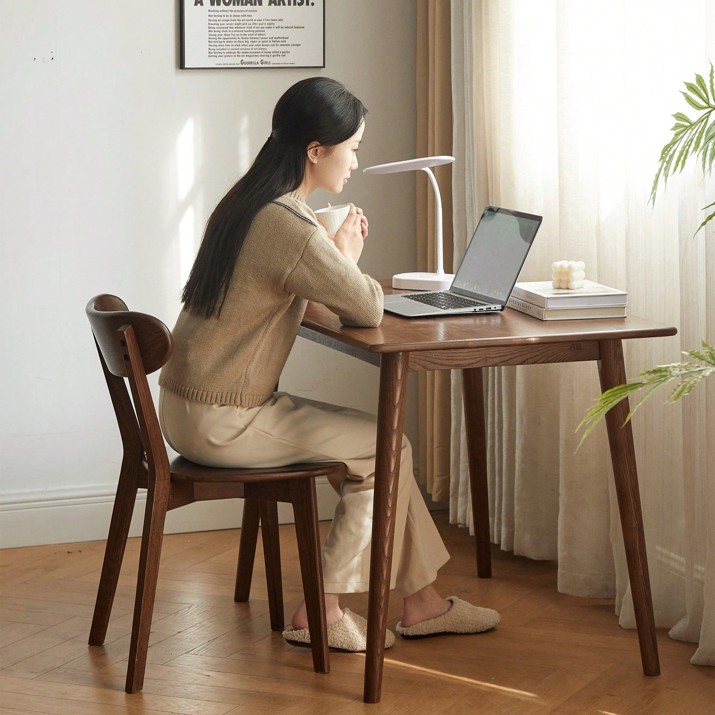 Natural FAS Grade Oak Dining Chair Solid Wood Simple Design 46.5x54x80cm Ideal For Living Room