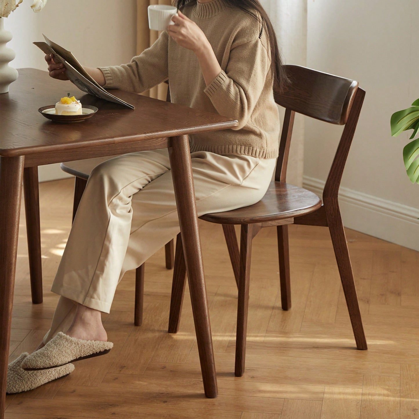 Natural FAS Grade Oak Dining Chair Solid Wood Simple Design 46.5x54x80cm Ideal For Living Room