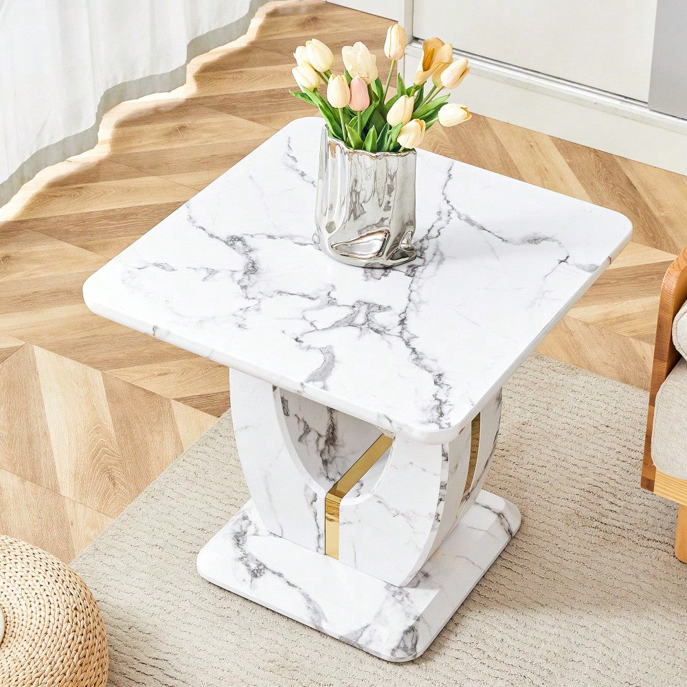 Modern Minimalist Black Marble Square Coffee Table For Cozy Living Spaces