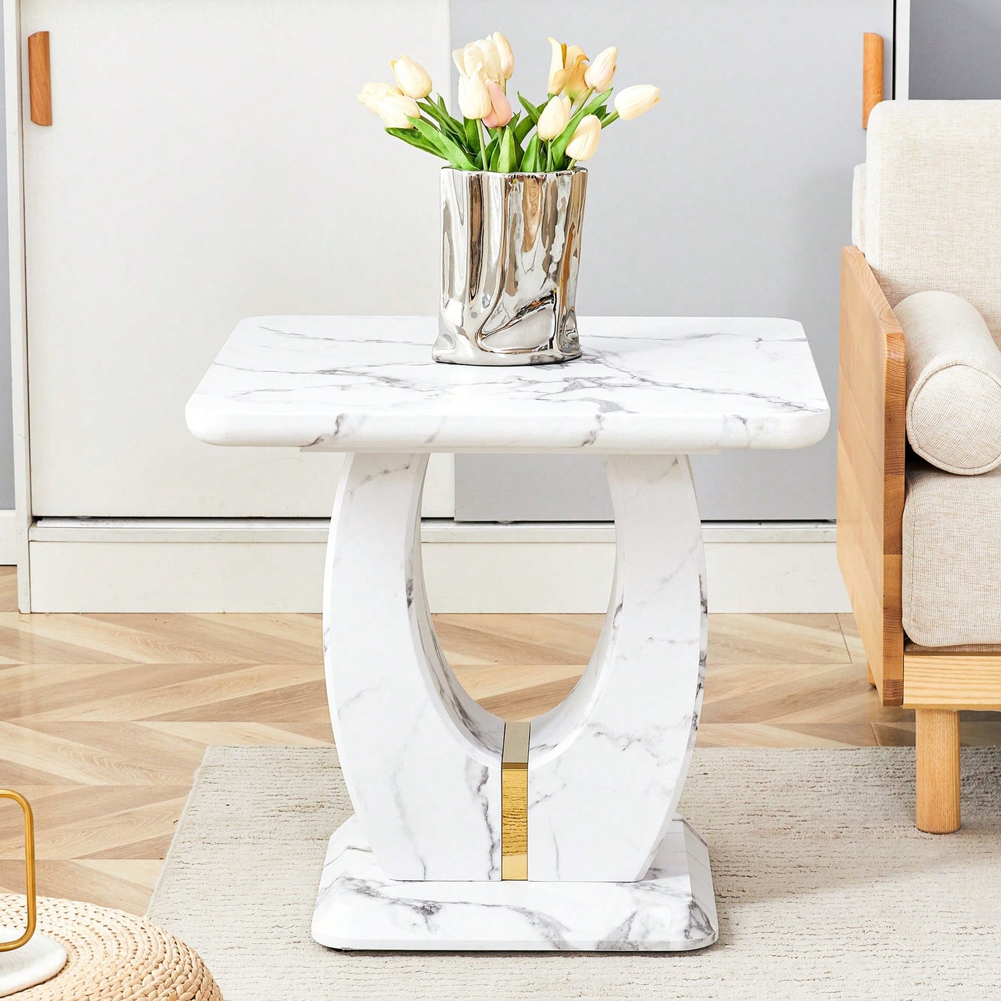 Modern Minimalist Black Marble Square Coffee Table For Cozy Living Spaces