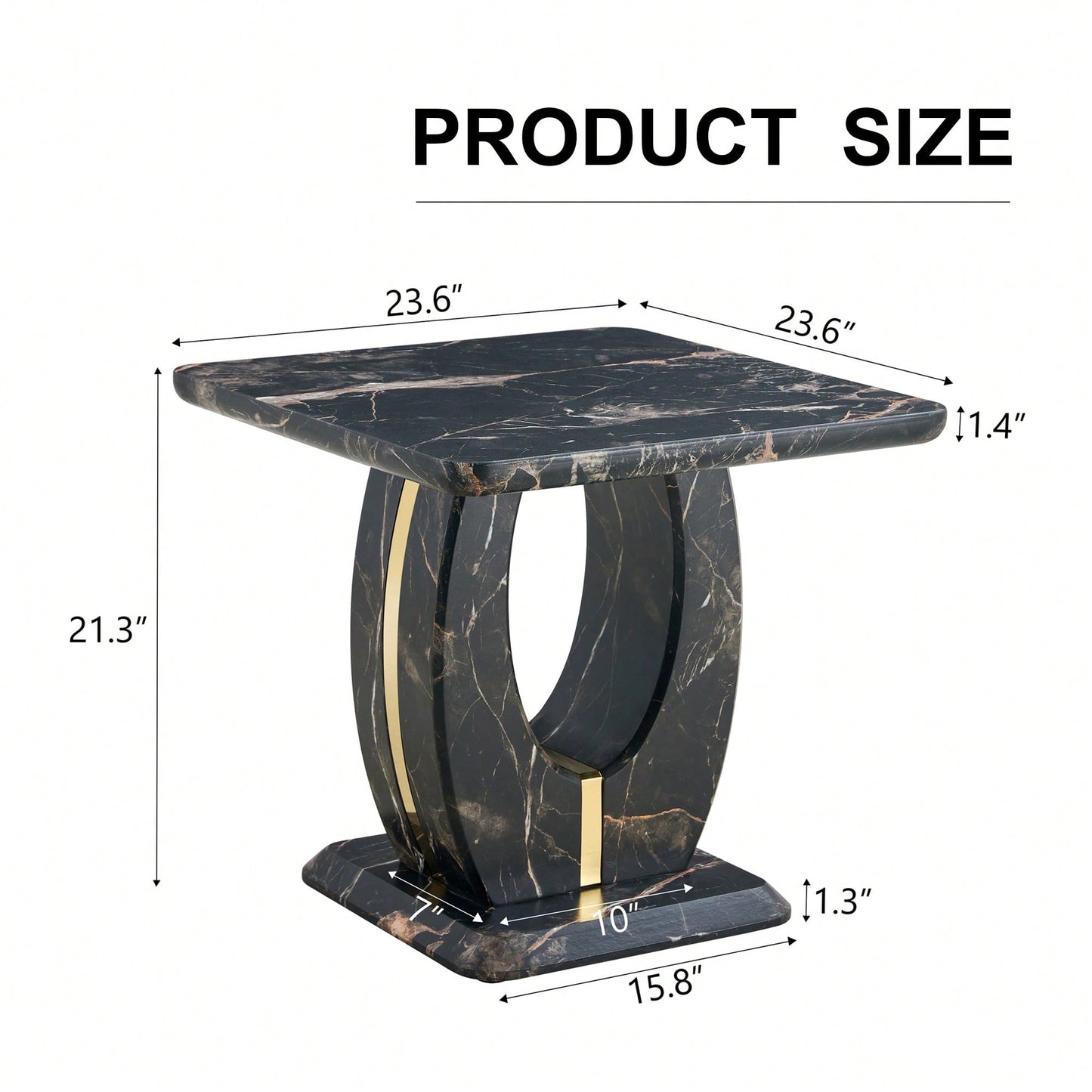 Modern Minimalist Black Marble Square Coffee Table For Cozy Living Spaces