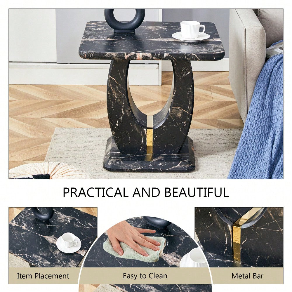 Modern Minimalist Black Marble Square Coffee Table For Cozy Living Spaces