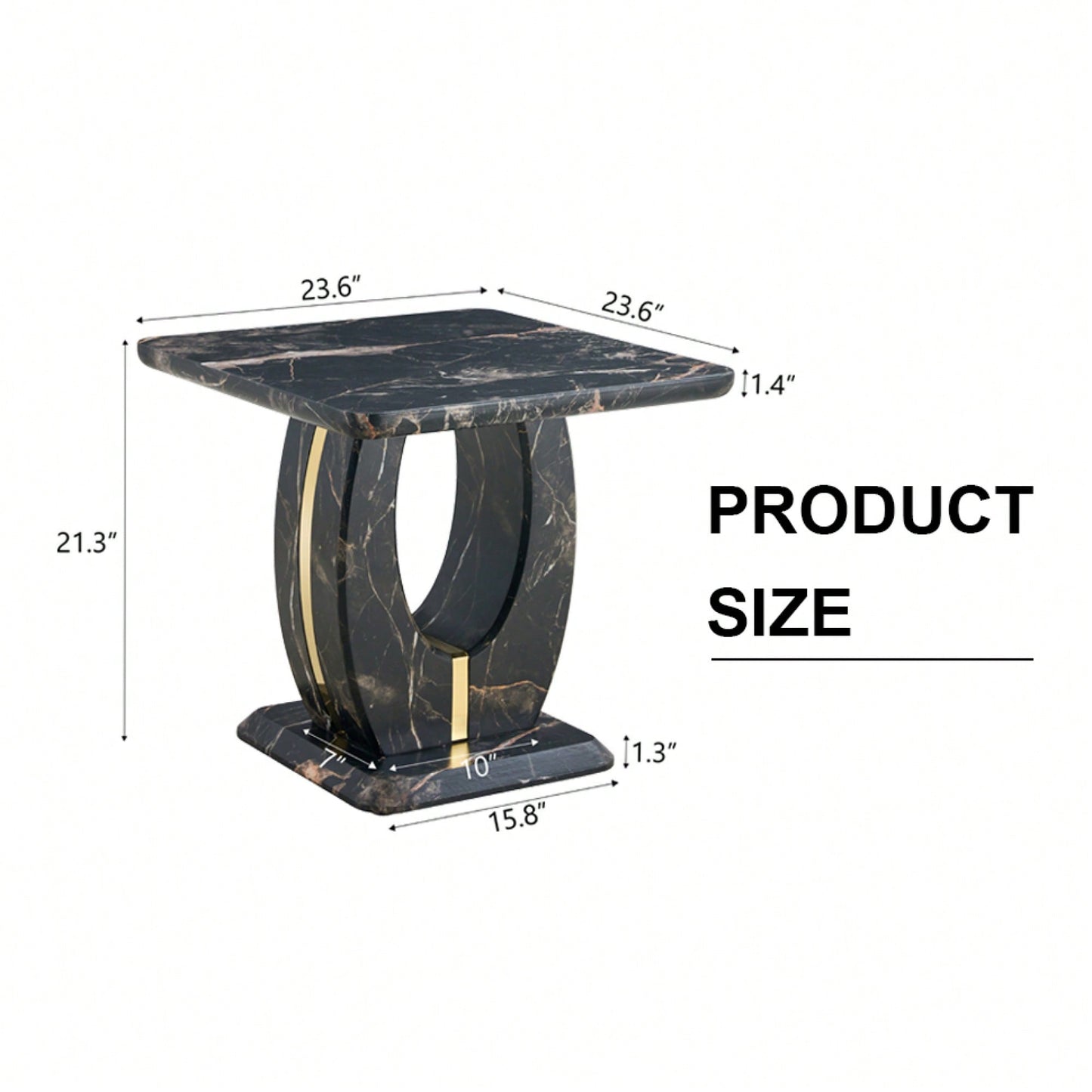 Modern Minimalist Black Marble Square Coffee Table For Cozy Living Spaces