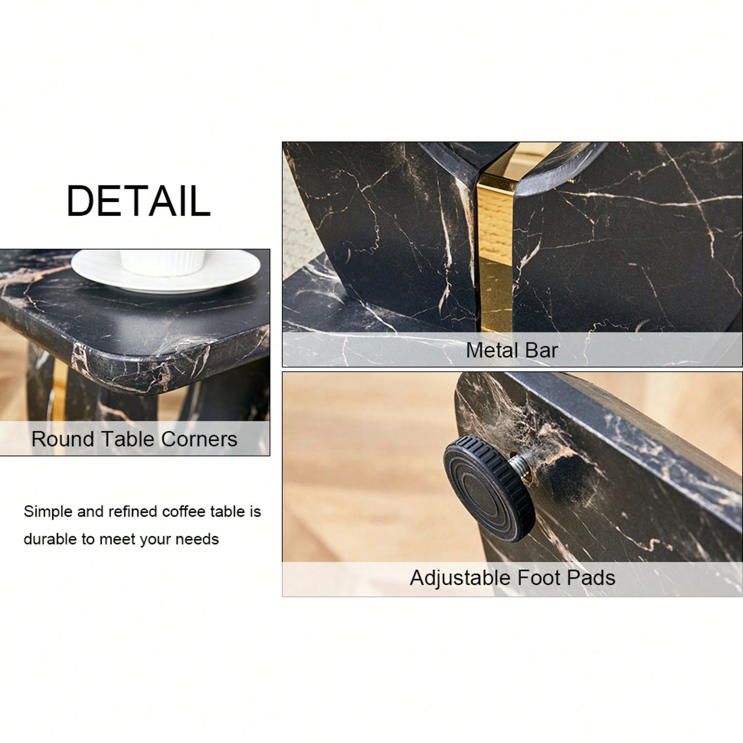 Modern Minimalist Black Marble Square Coffee Table For Cozy Living Spaces