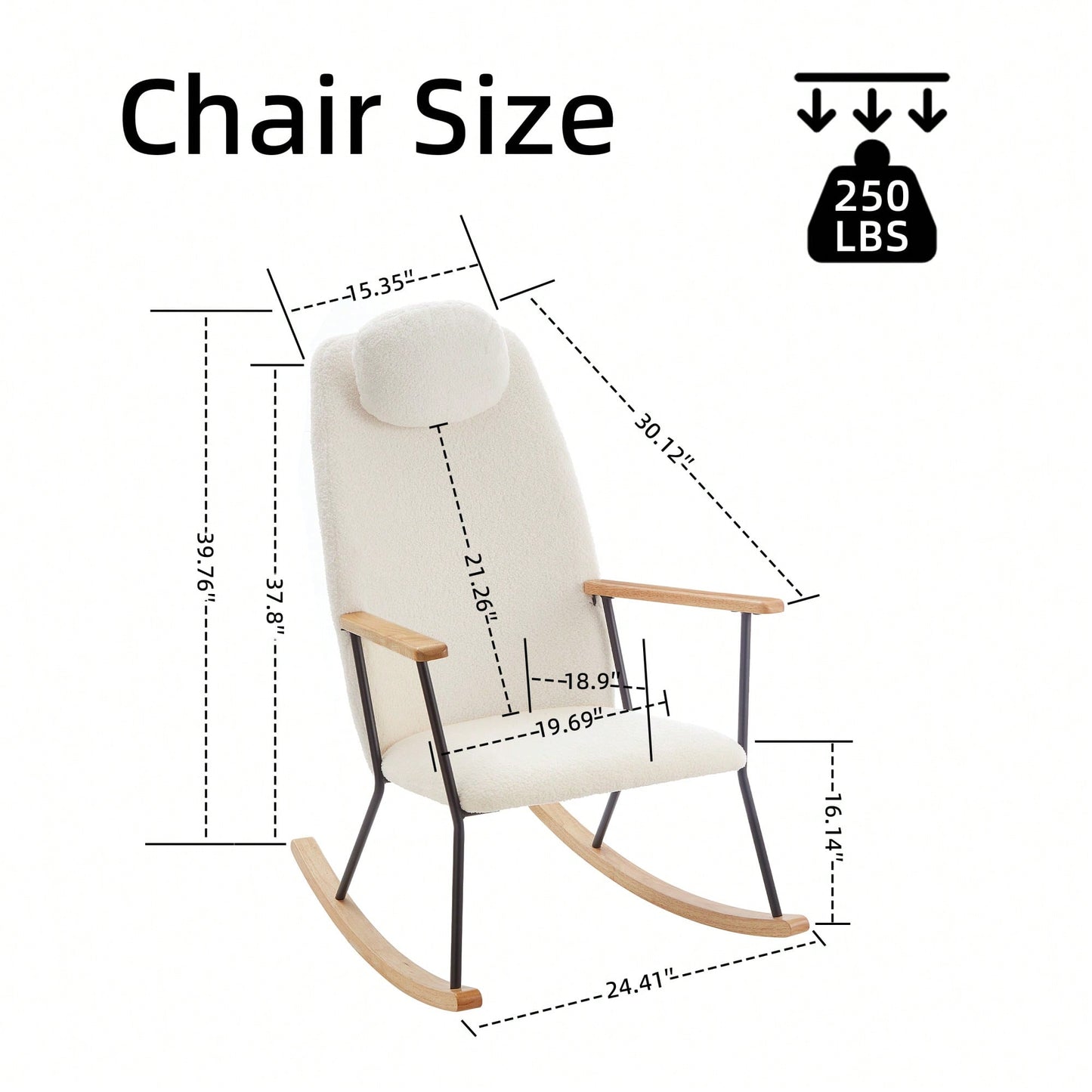 Adjustable Headrest Rocking Chair With High Backrest Modern Leather Upholstered Glider For Nursery Bedroom Living Room Comfort Brown