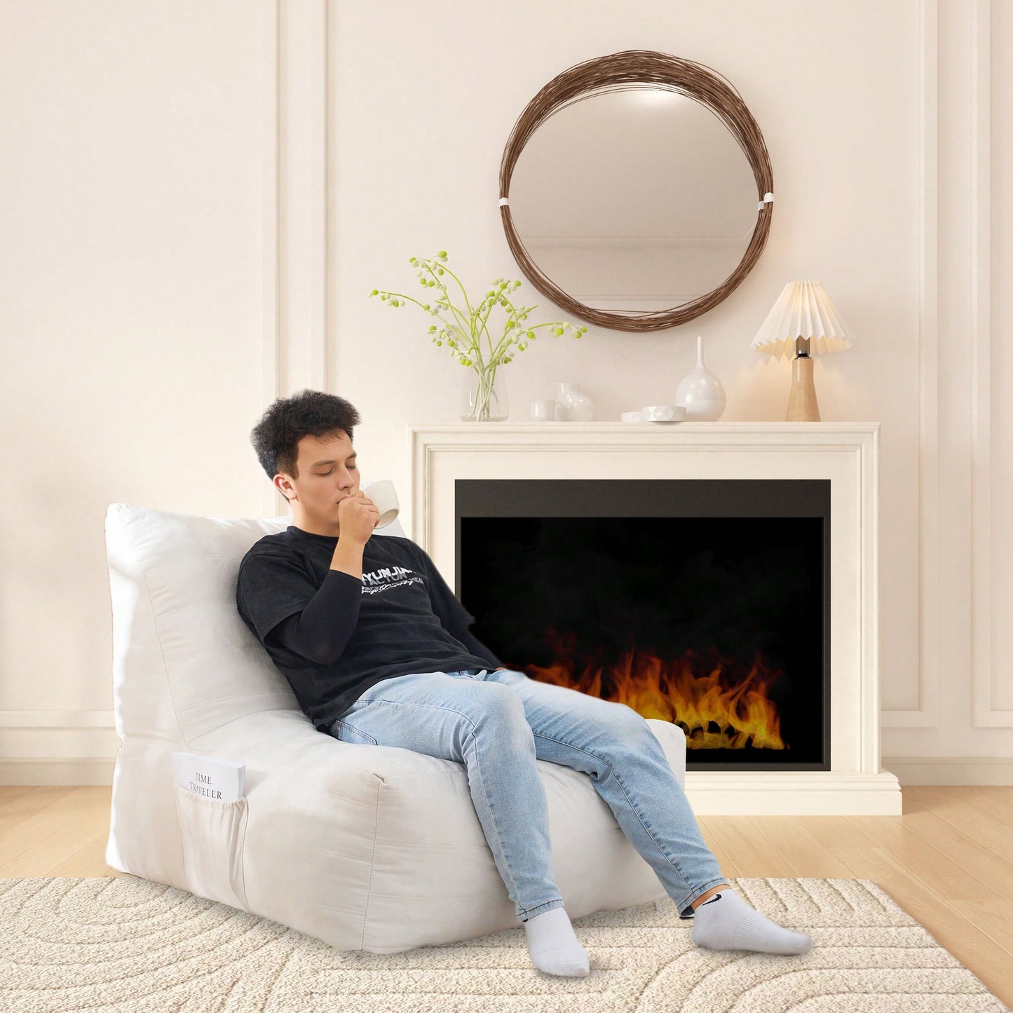 Cozy Inflatable Bean Bag Chair With High-Density Memory Foam For Living Rooms Bedrooms And Workspaces