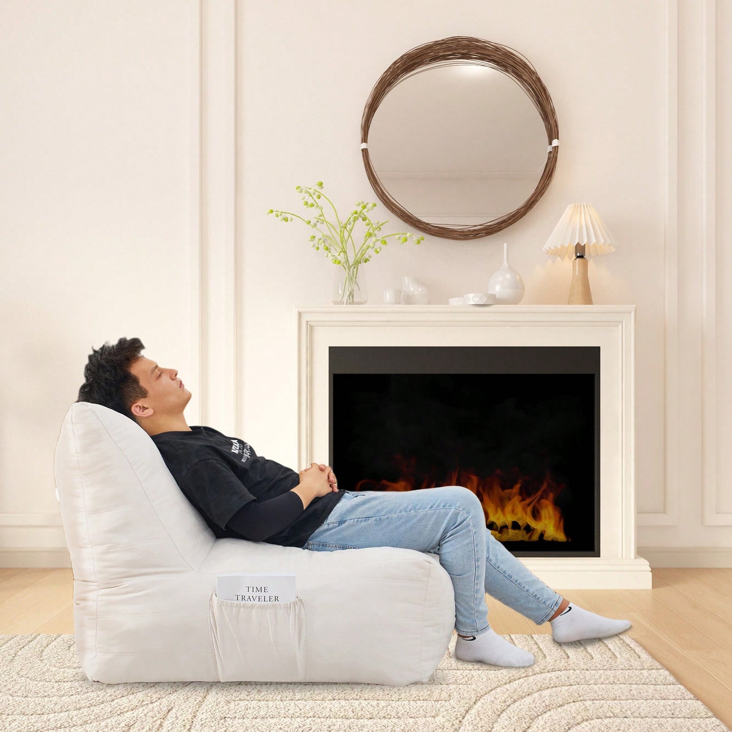 Cozy Inflatable Bean Bag Chair With High-Density Memory Foam For Living Rooms Bedrooms And Workspaces