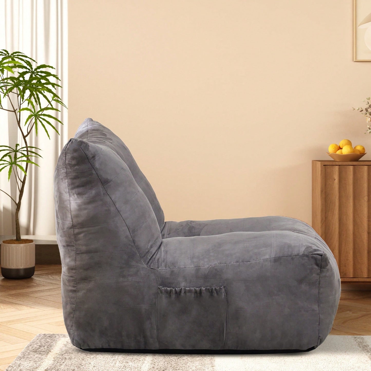 Cozy Inflatable Bean Bag Chair With High-Density Memory Foam For Living Rooms Bedrooms And Workspaces
